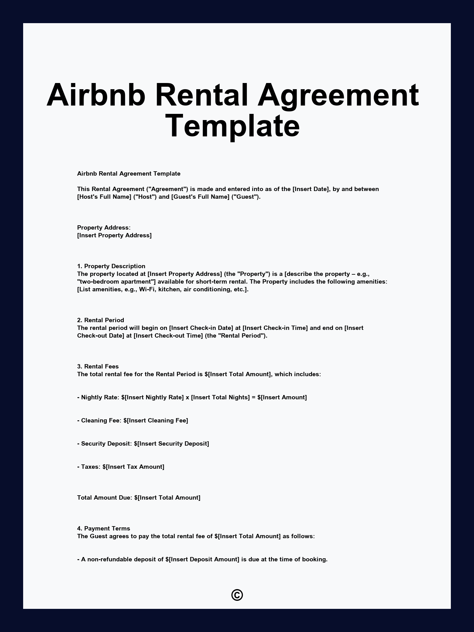 Airbnb Rental Agreement Template