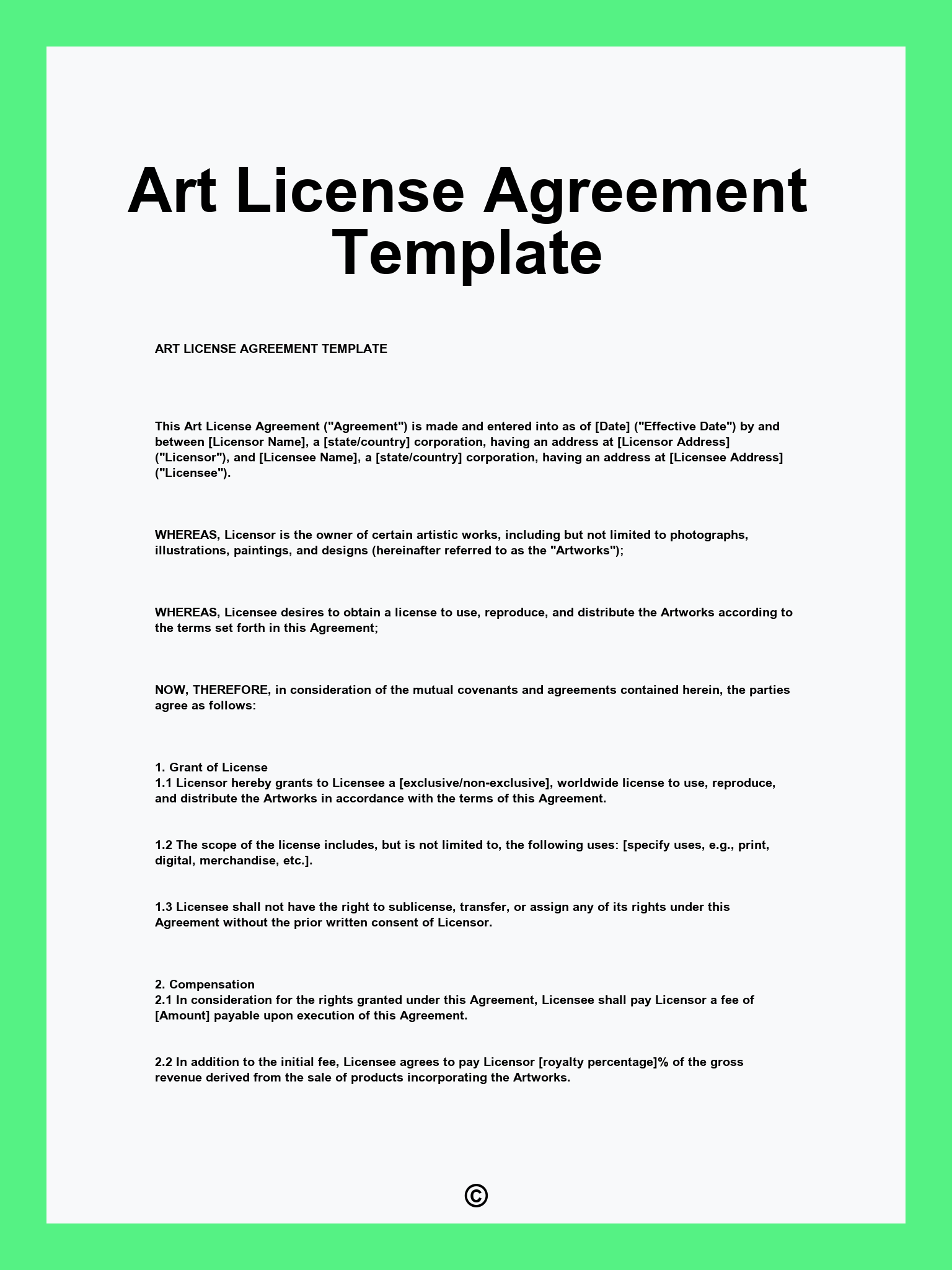 Art License Agreement Template