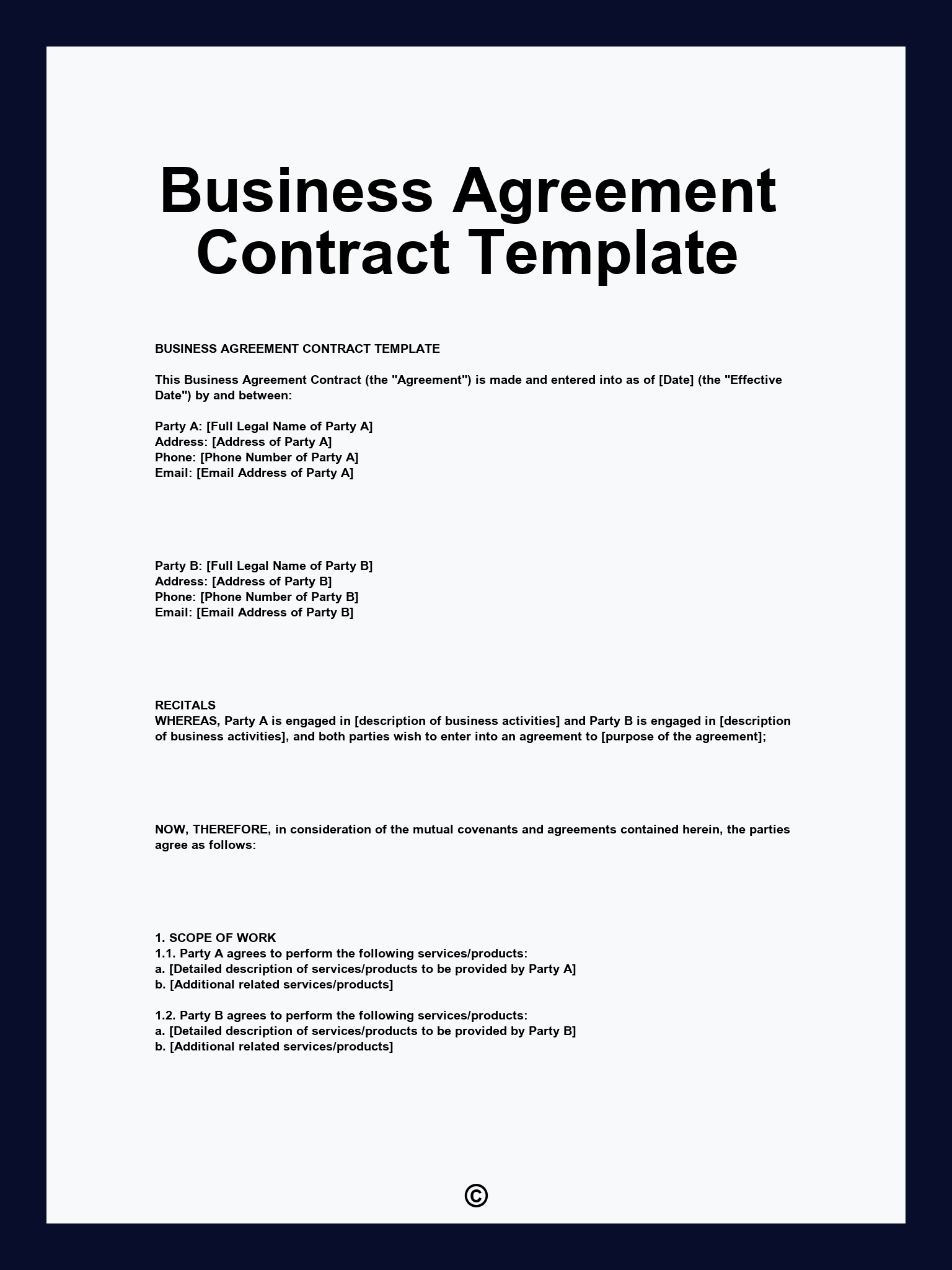 Business Agreement Contract Template