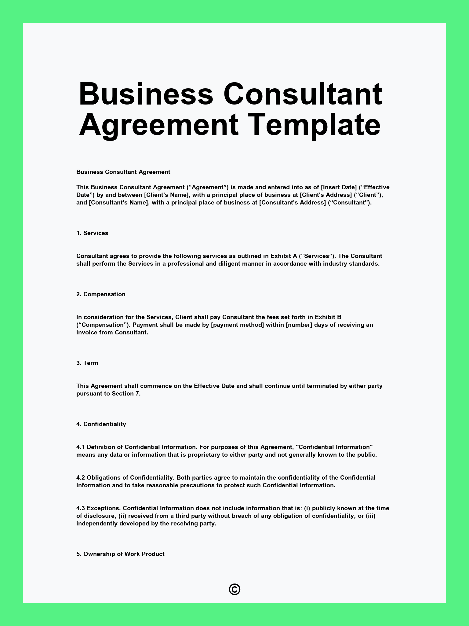 Business Consultant Agreement Template