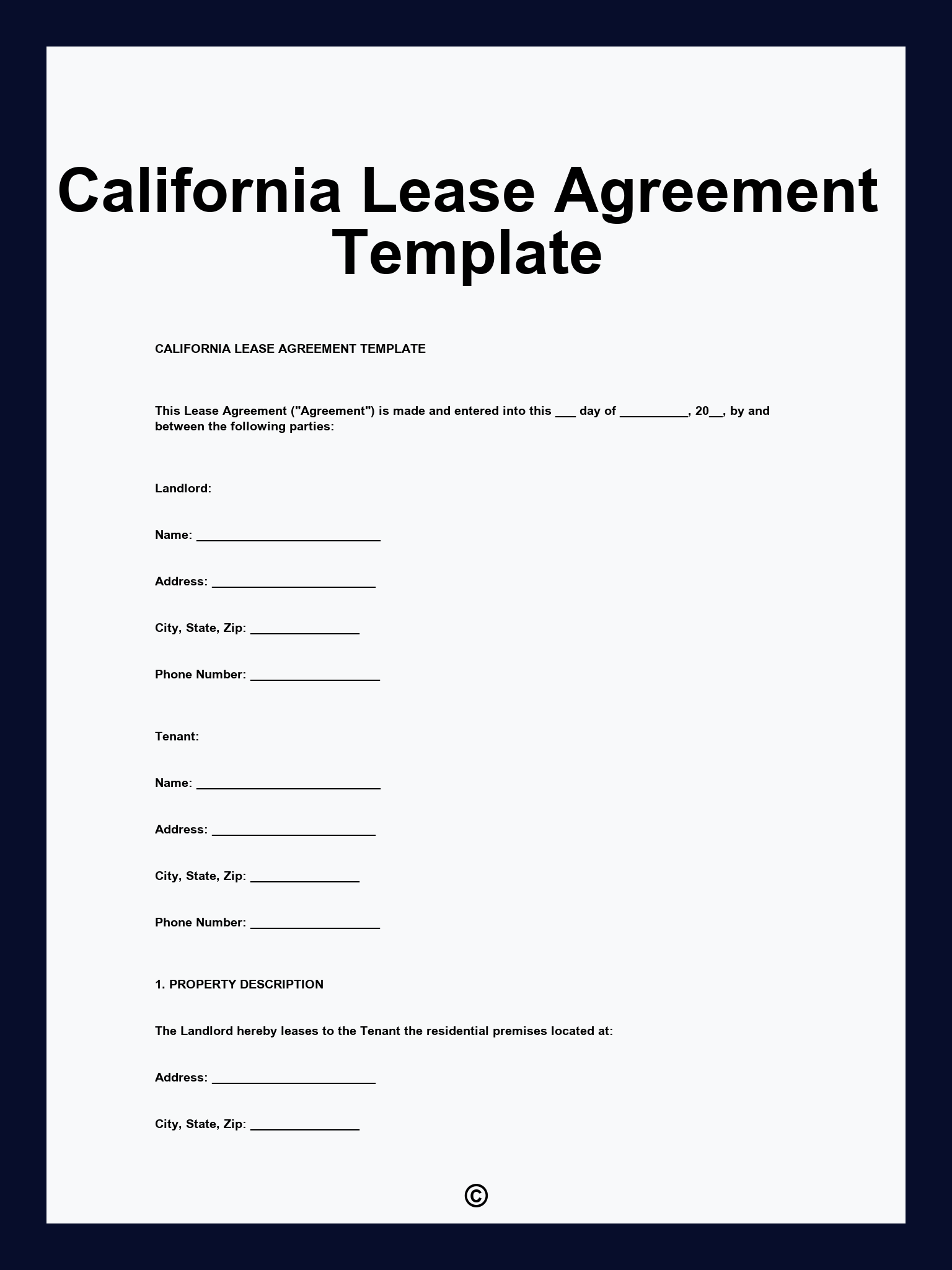 California Lease Agreement Template