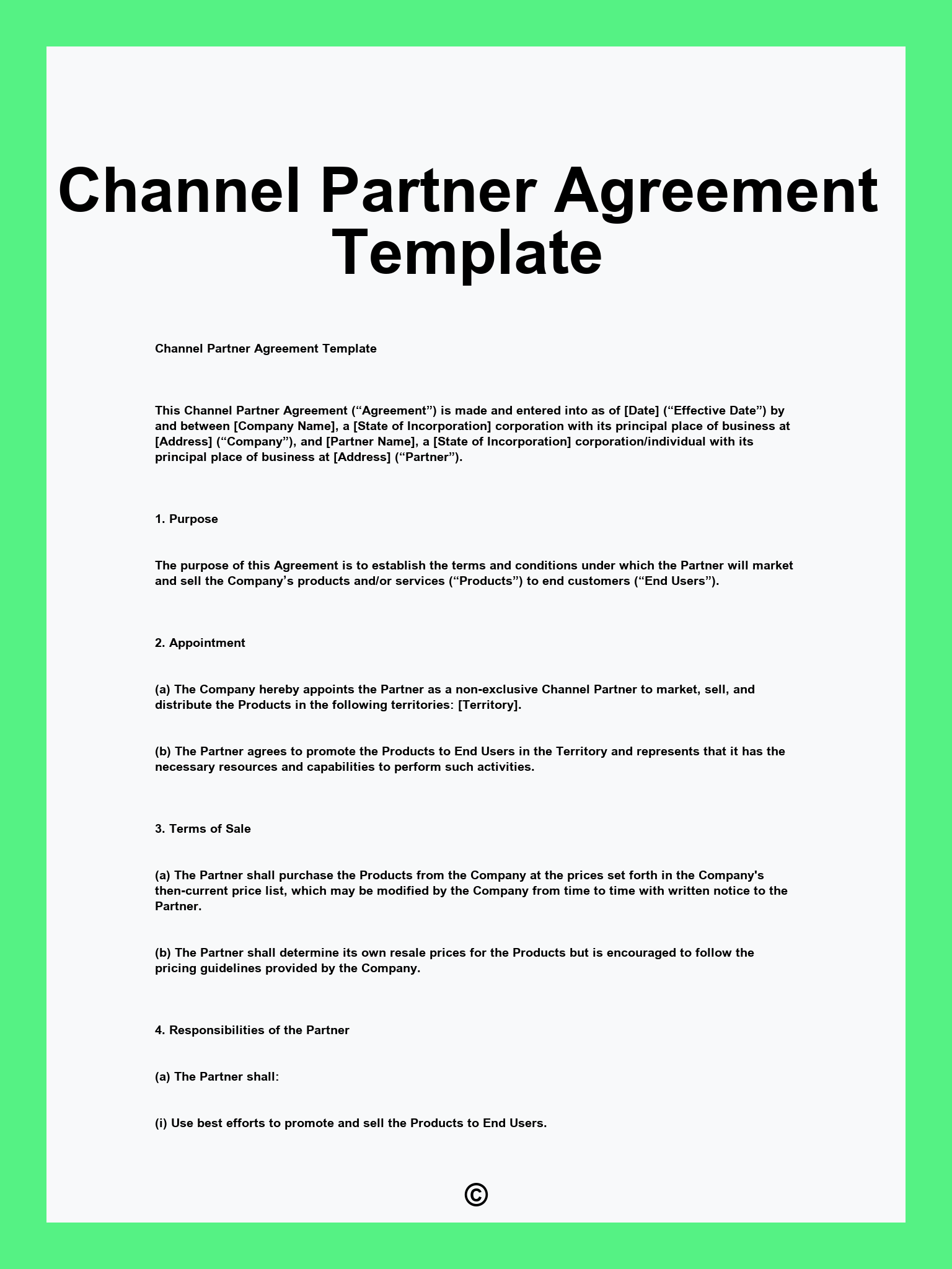 Channel Partner Agreement Template