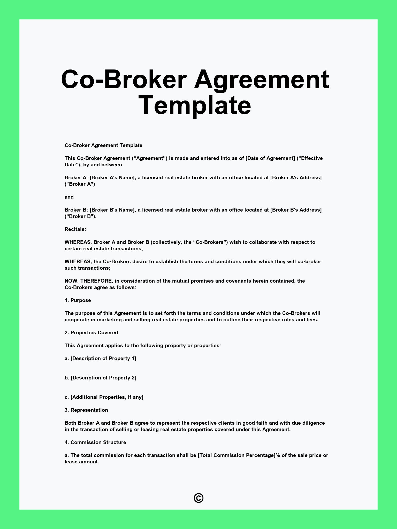 Co-Broker Agreement Template