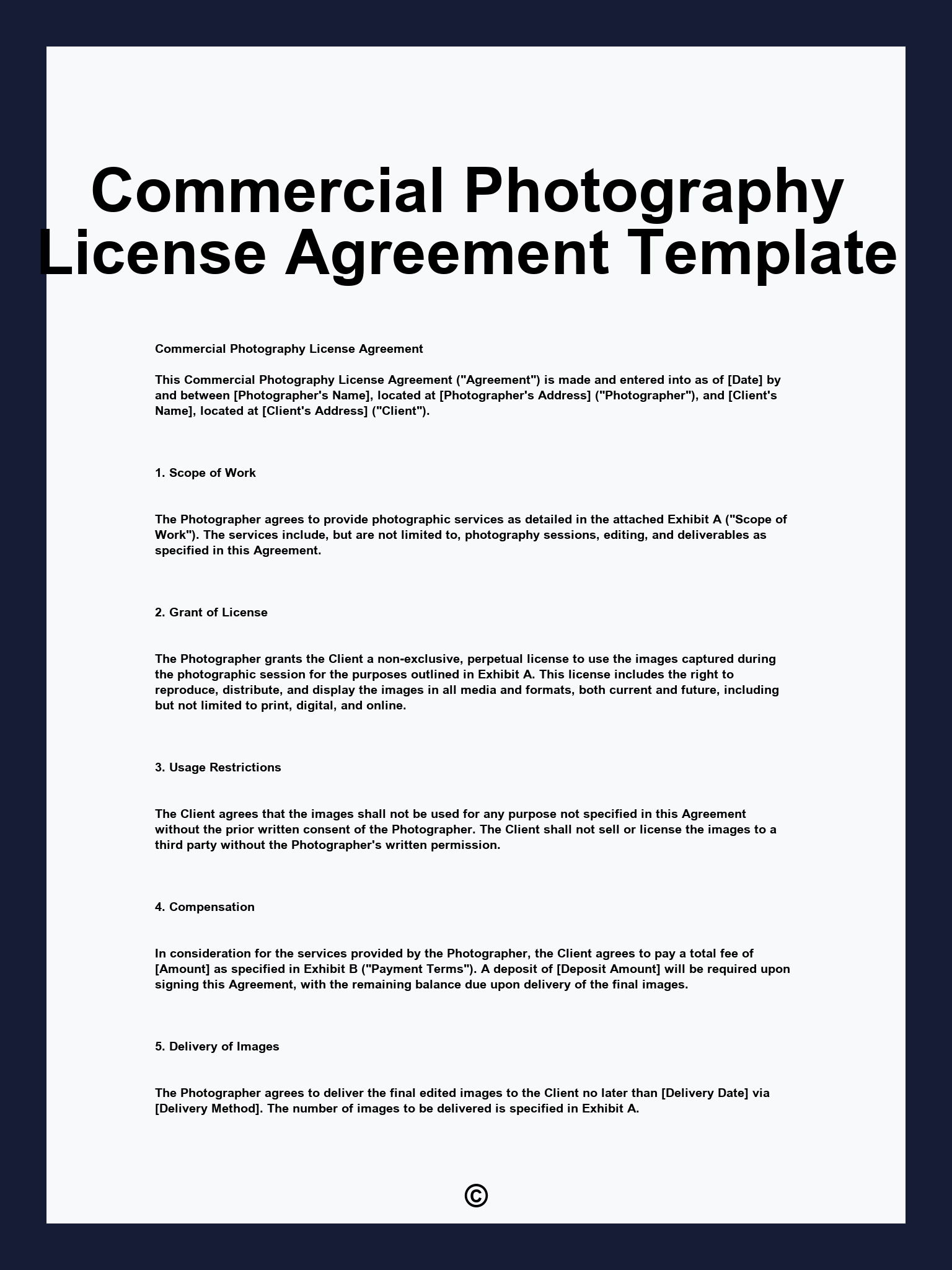 Commercial Photography License Agreement Template