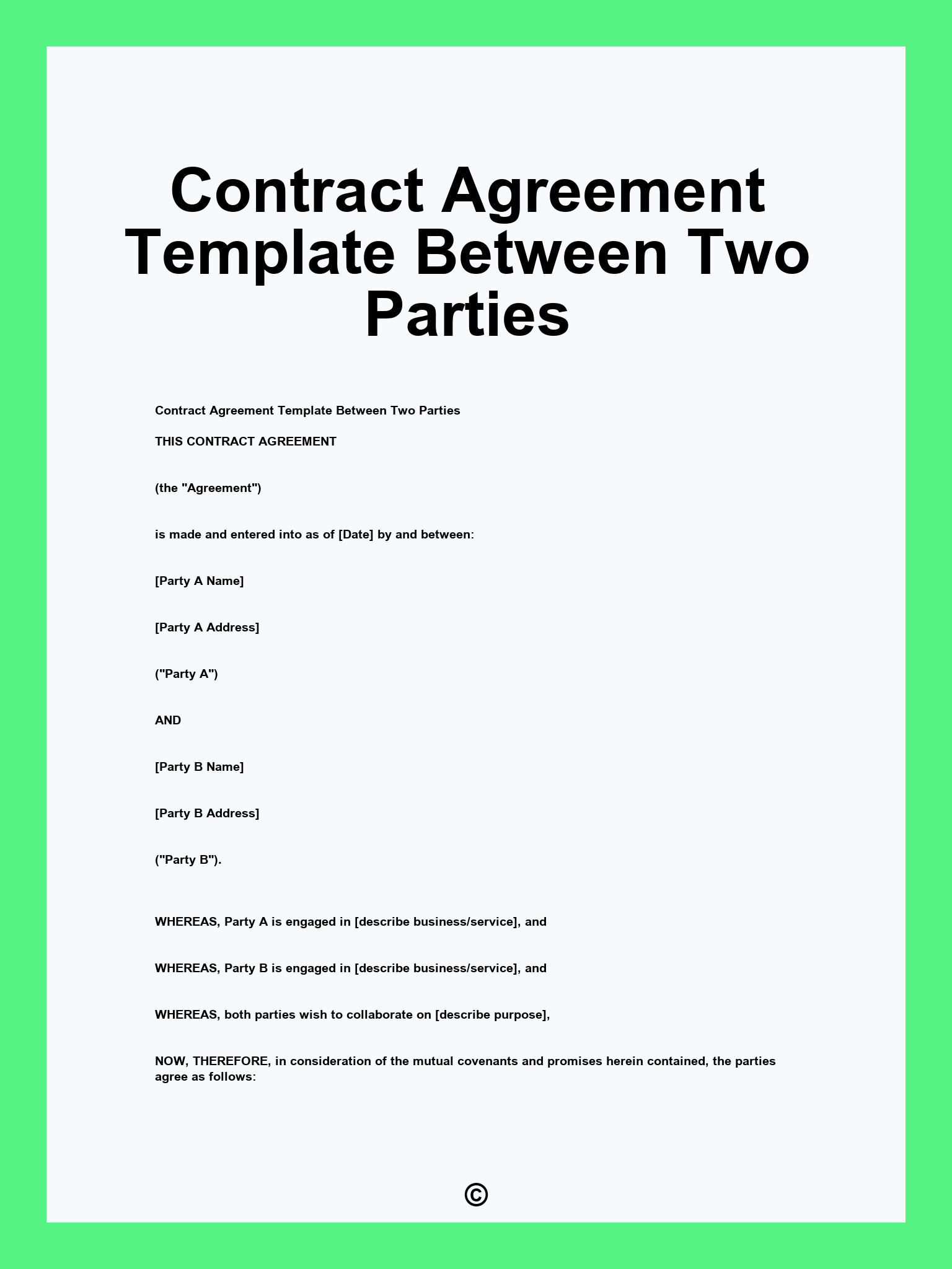 Contract Agreement Template Between Two Parties
