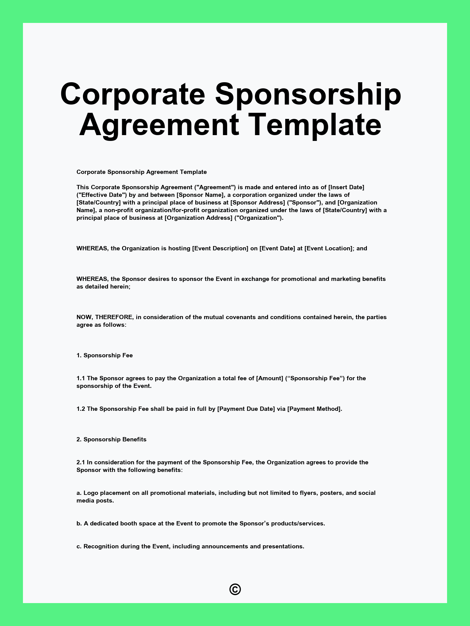 Corporate Sponsorship Agreement Template