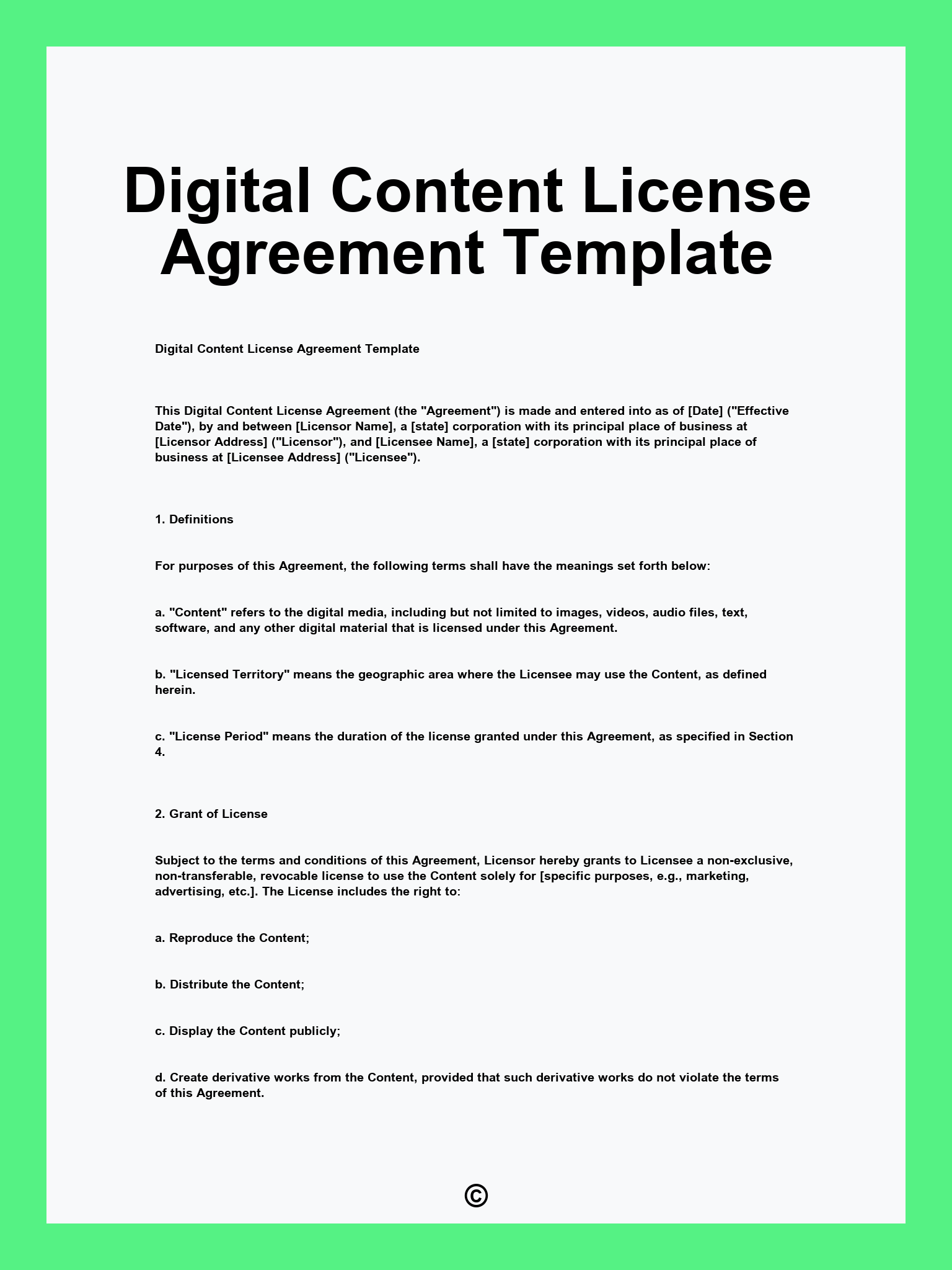 Digital Content License Agreement Template