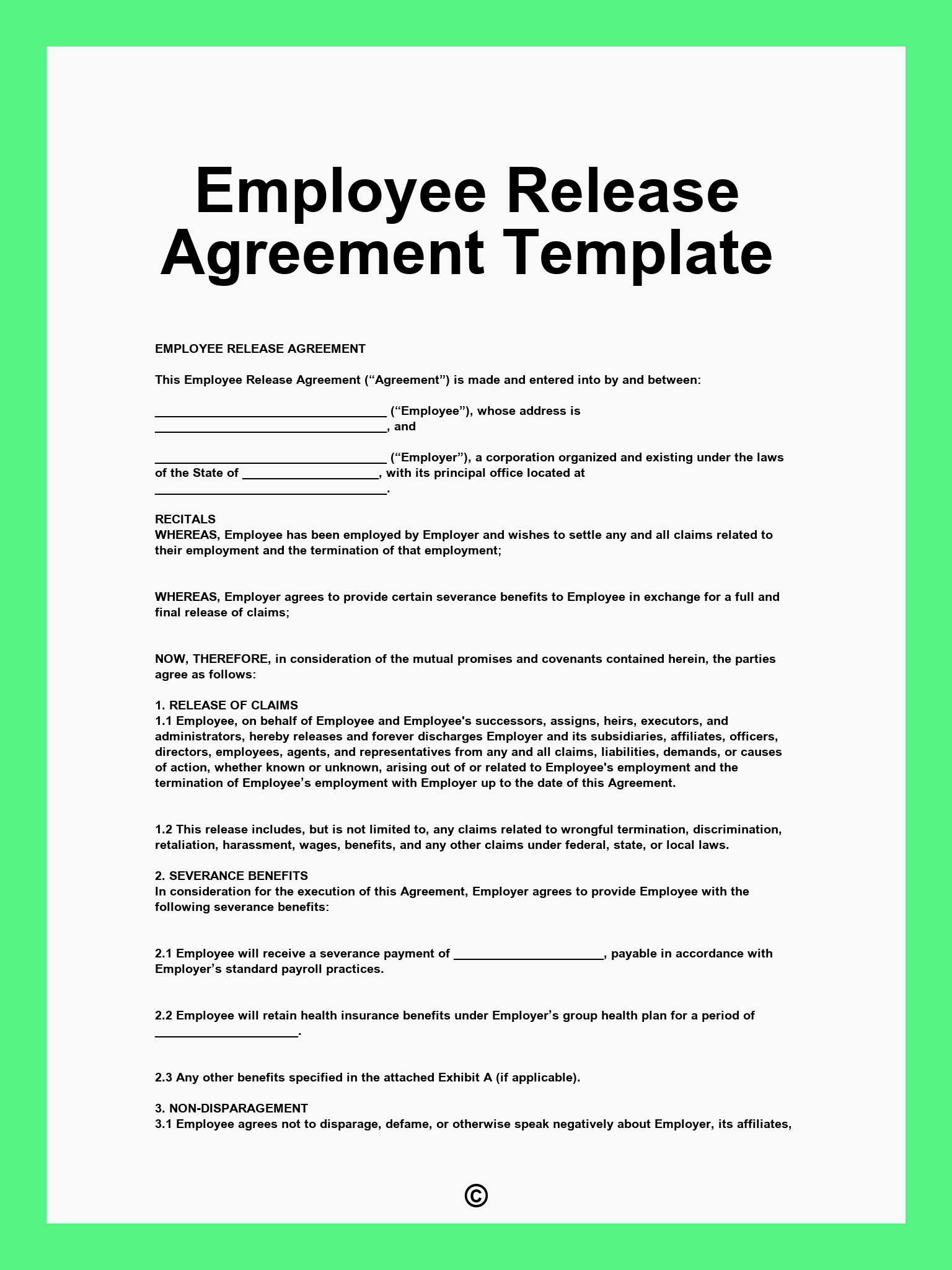 Employee Release Agreement Template