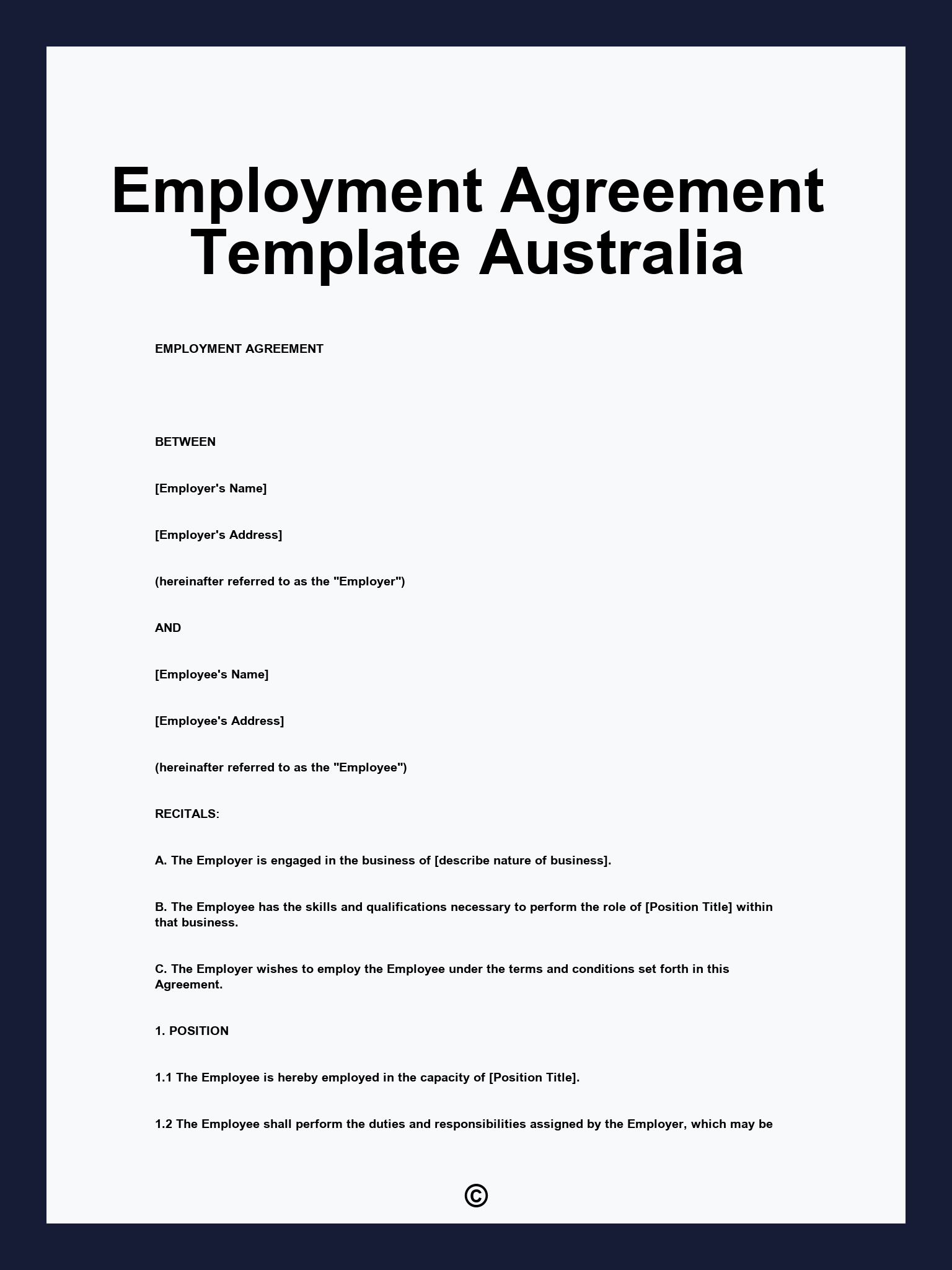 Employment Agreement Template Australia