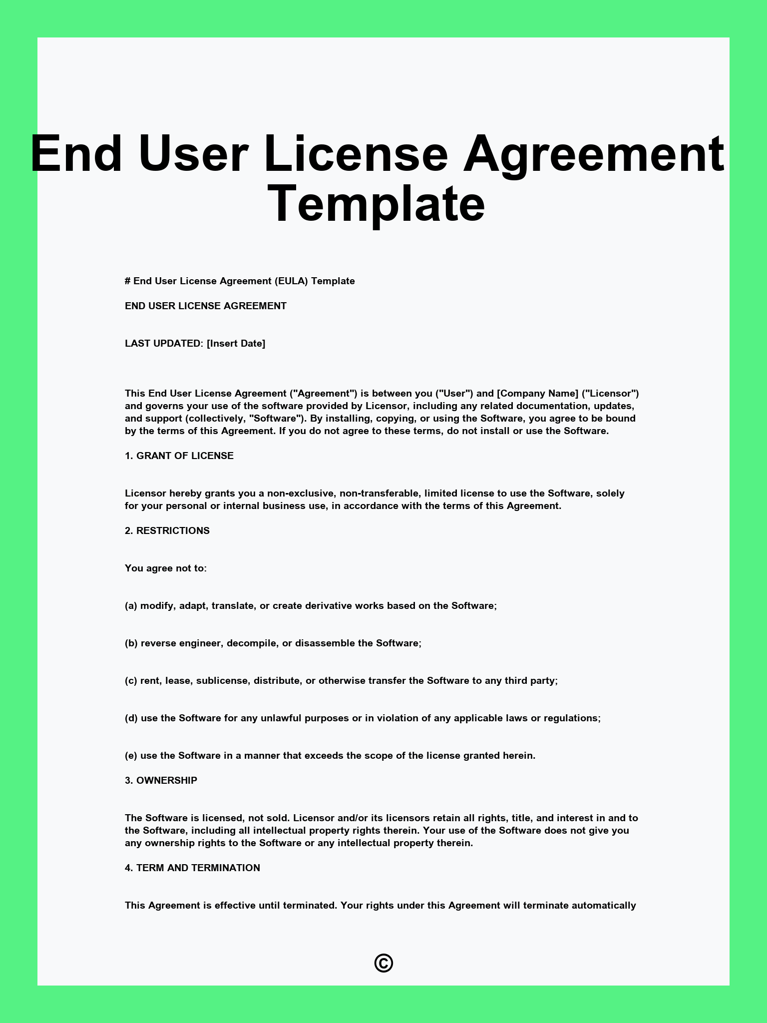 End User License Agreement Template