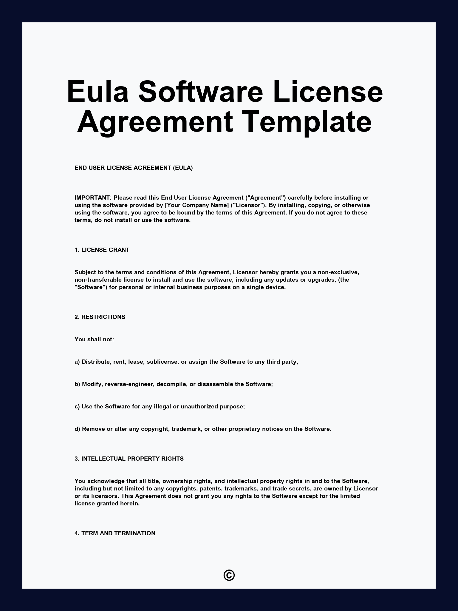 Eula Software License Agreement Template