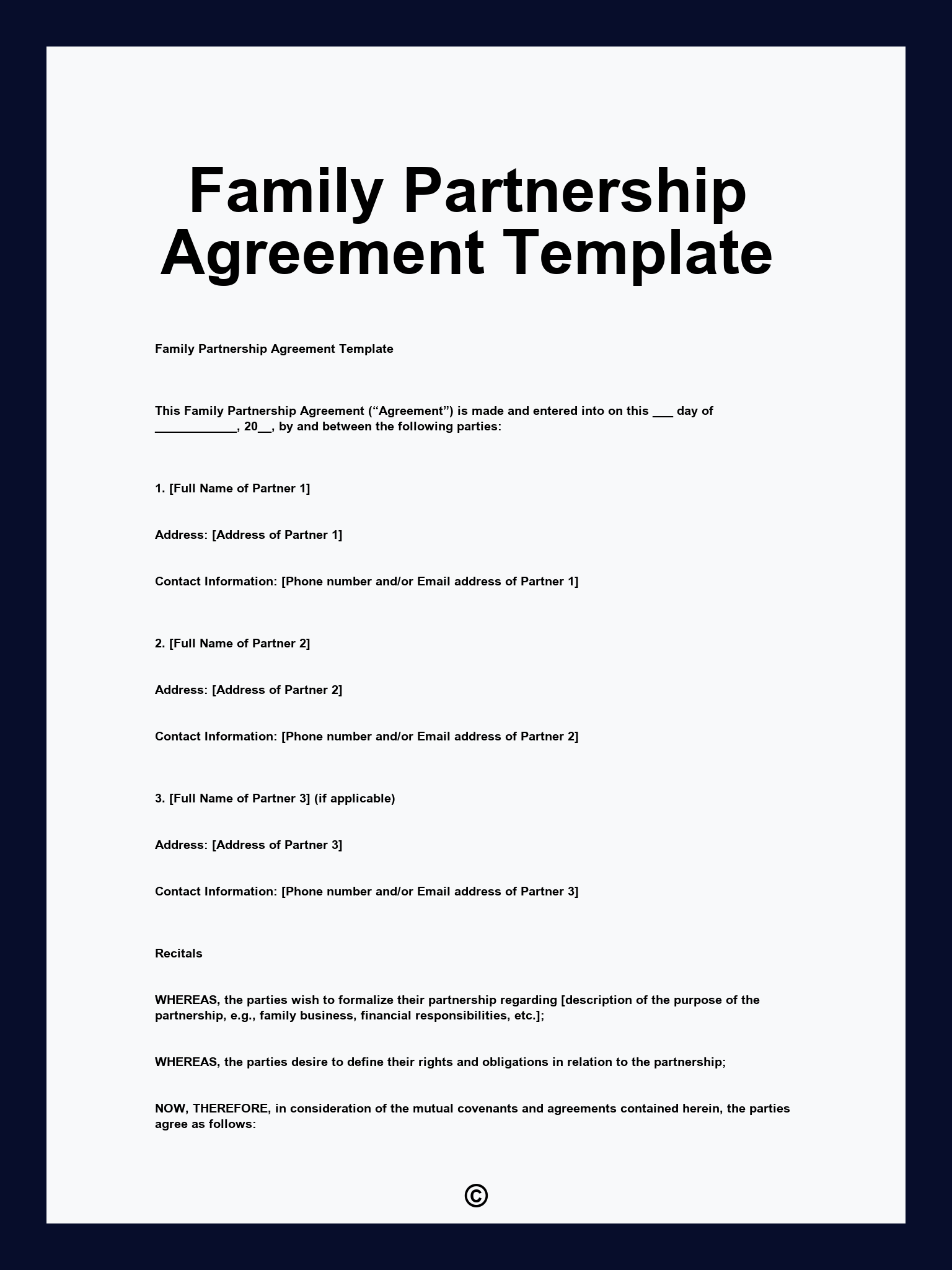 Family Partnership Agreement Template