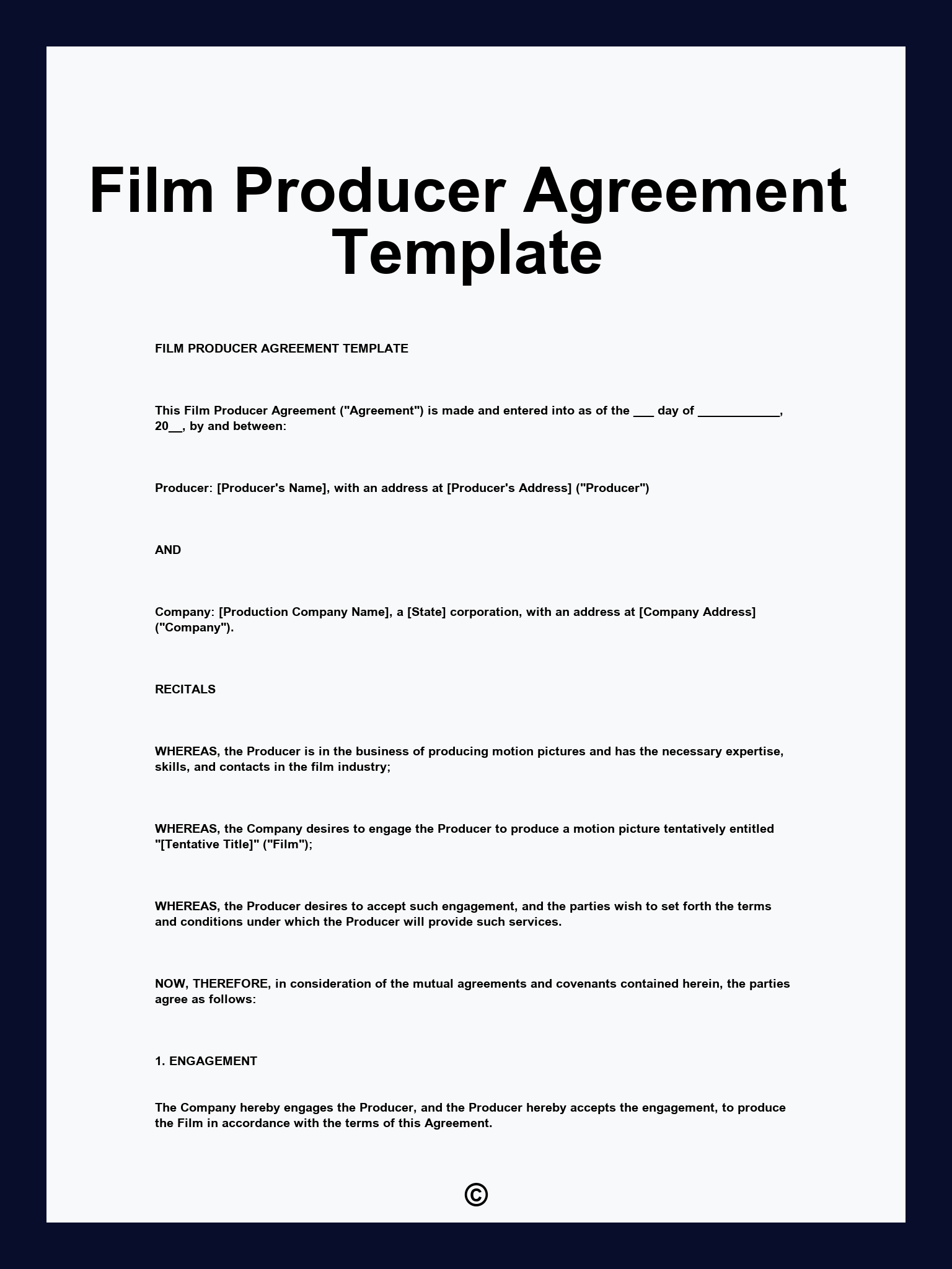 Film Producer Agreement Template
