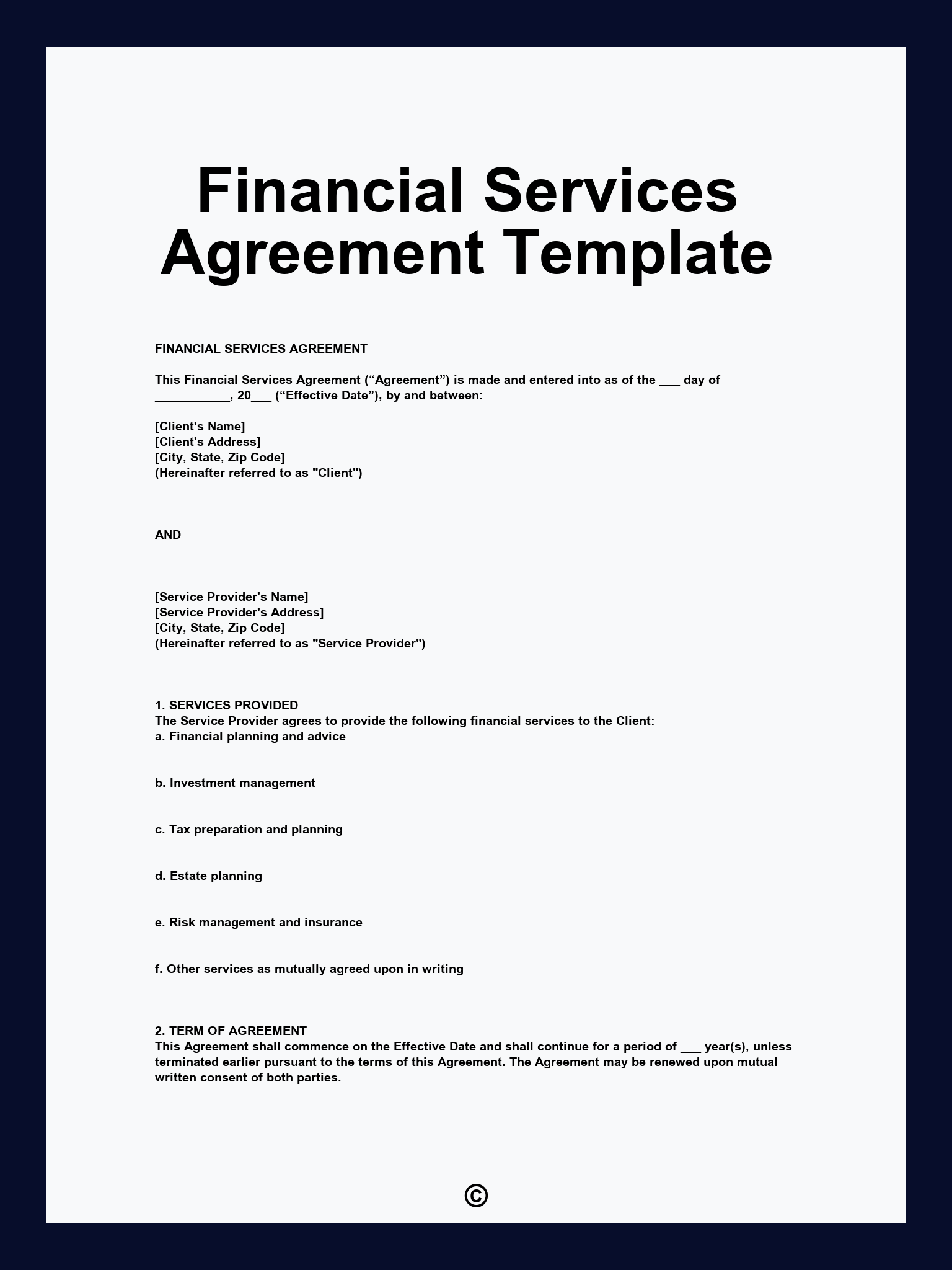Financial Services Agreement Template