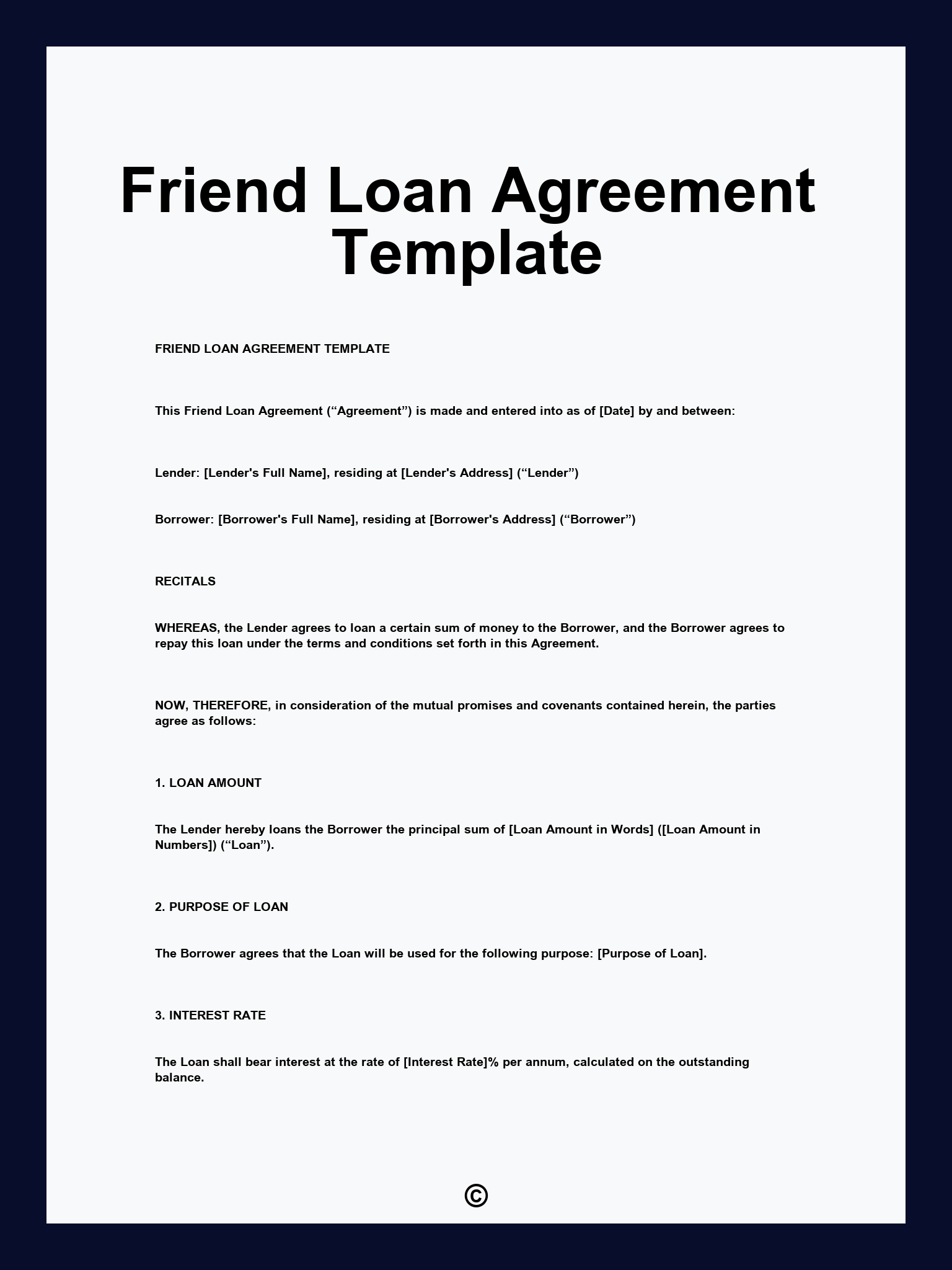 Friend Loan Agreement Template