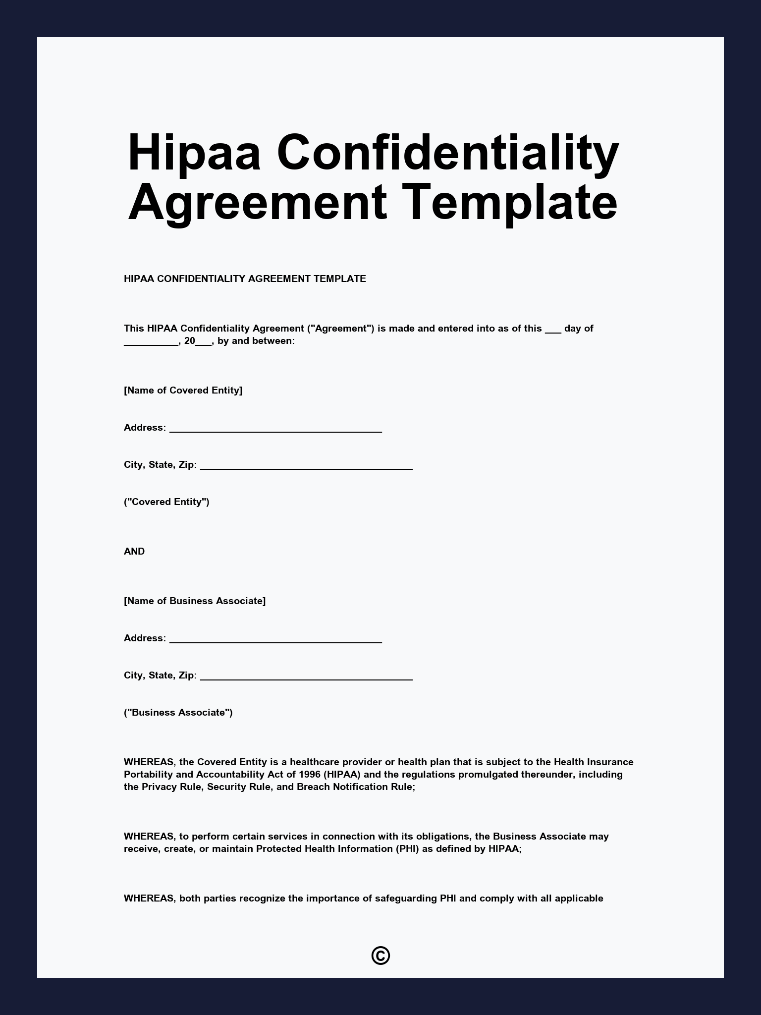Hipaa Confidentiality Agreement Template
