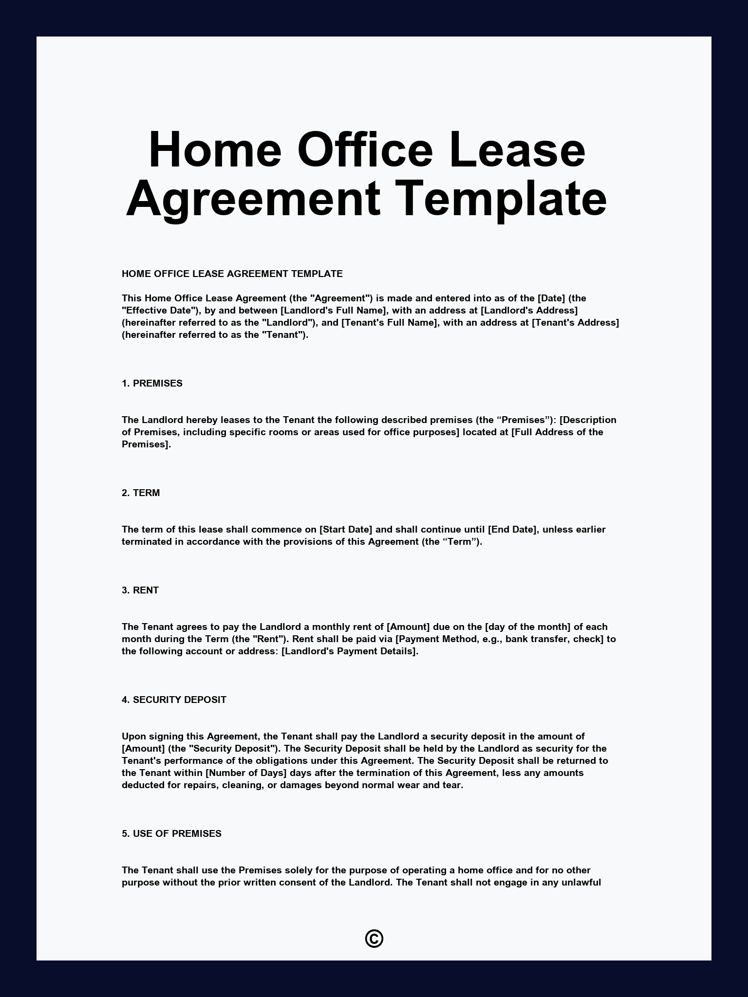 Home Office Lease Agreement Template