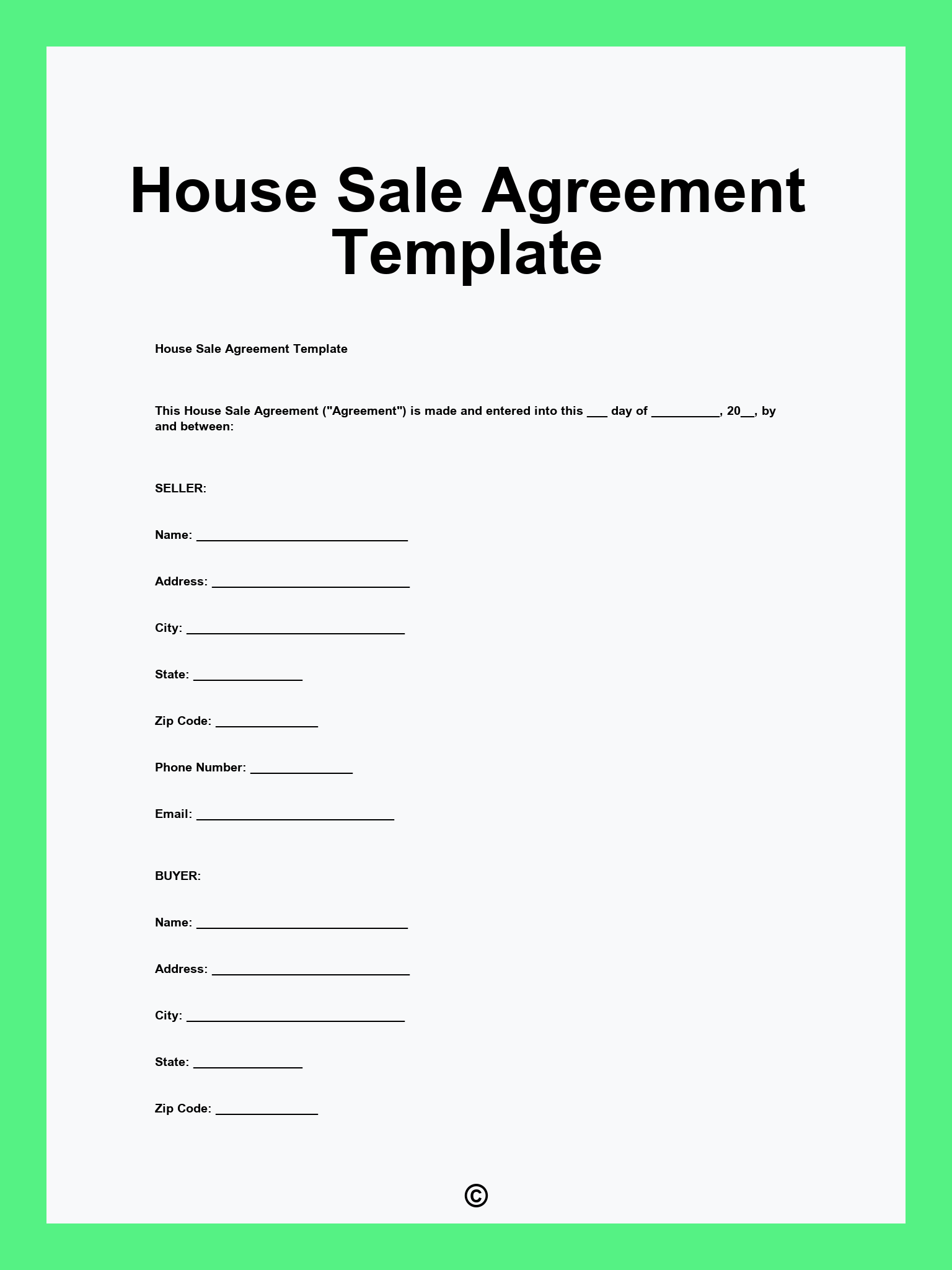 House Sale Agreement Template