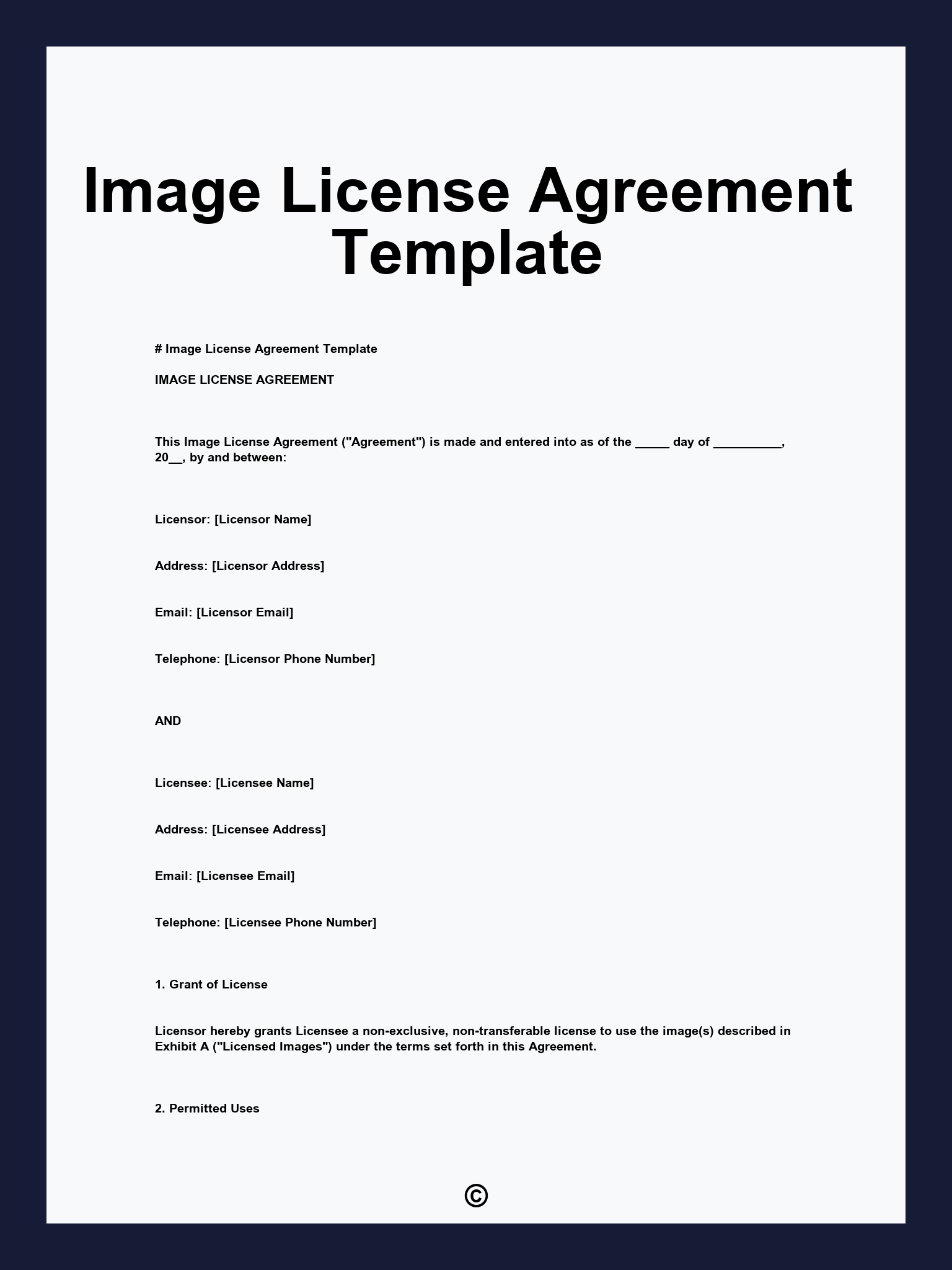 Image License Agreement Template