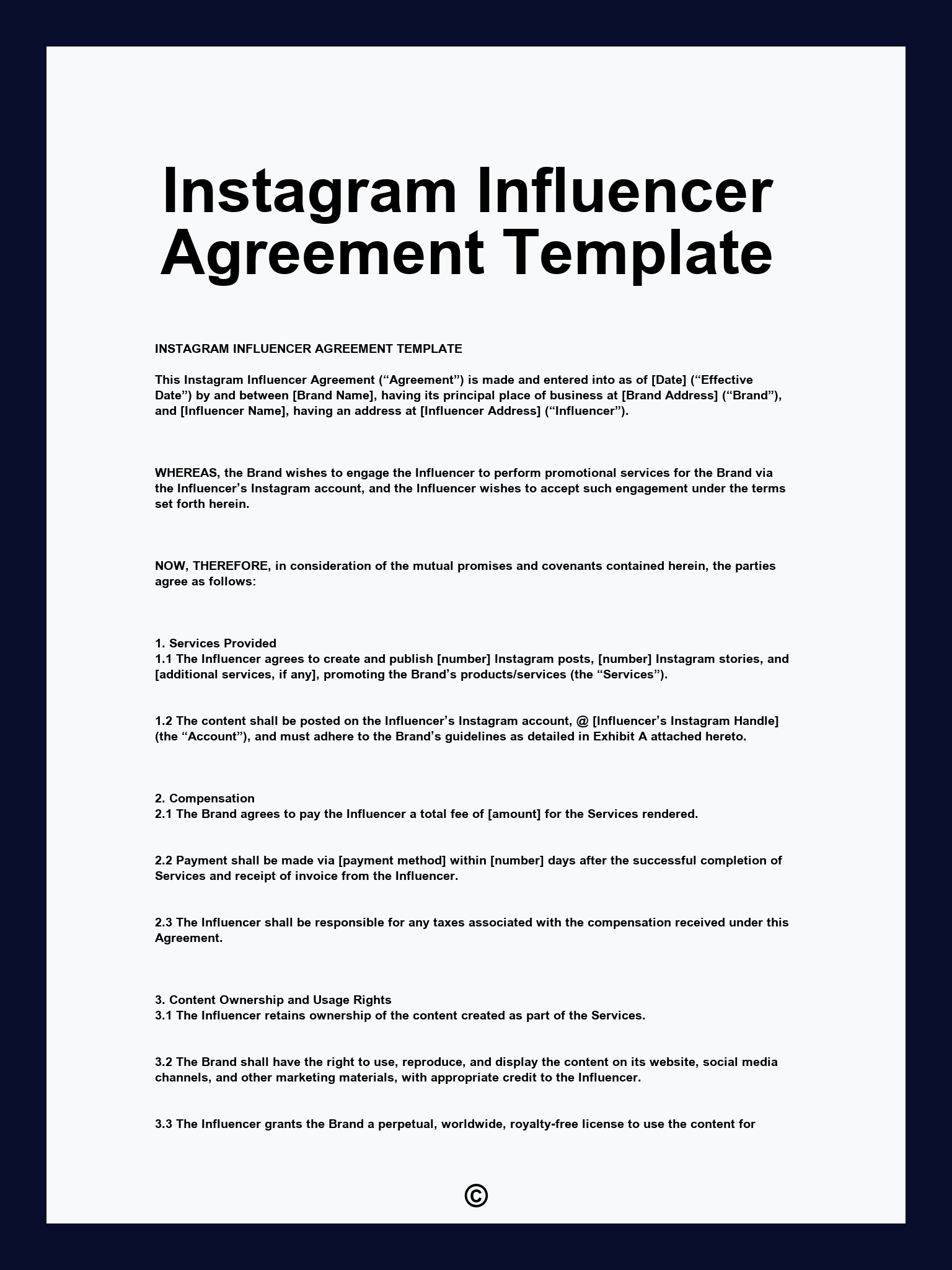 Instagram Influencer Agreement Template
