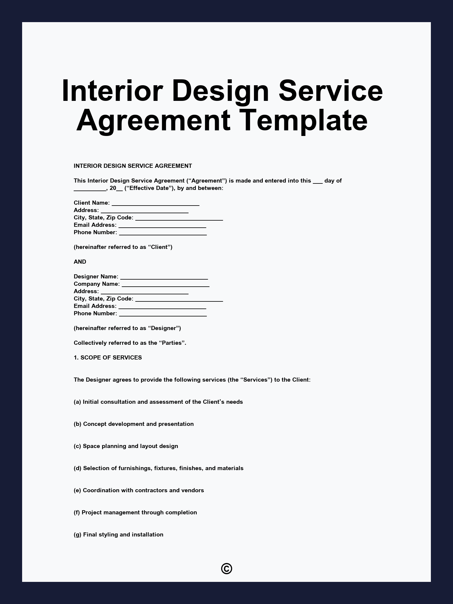 Interior Design Service Agreement Template