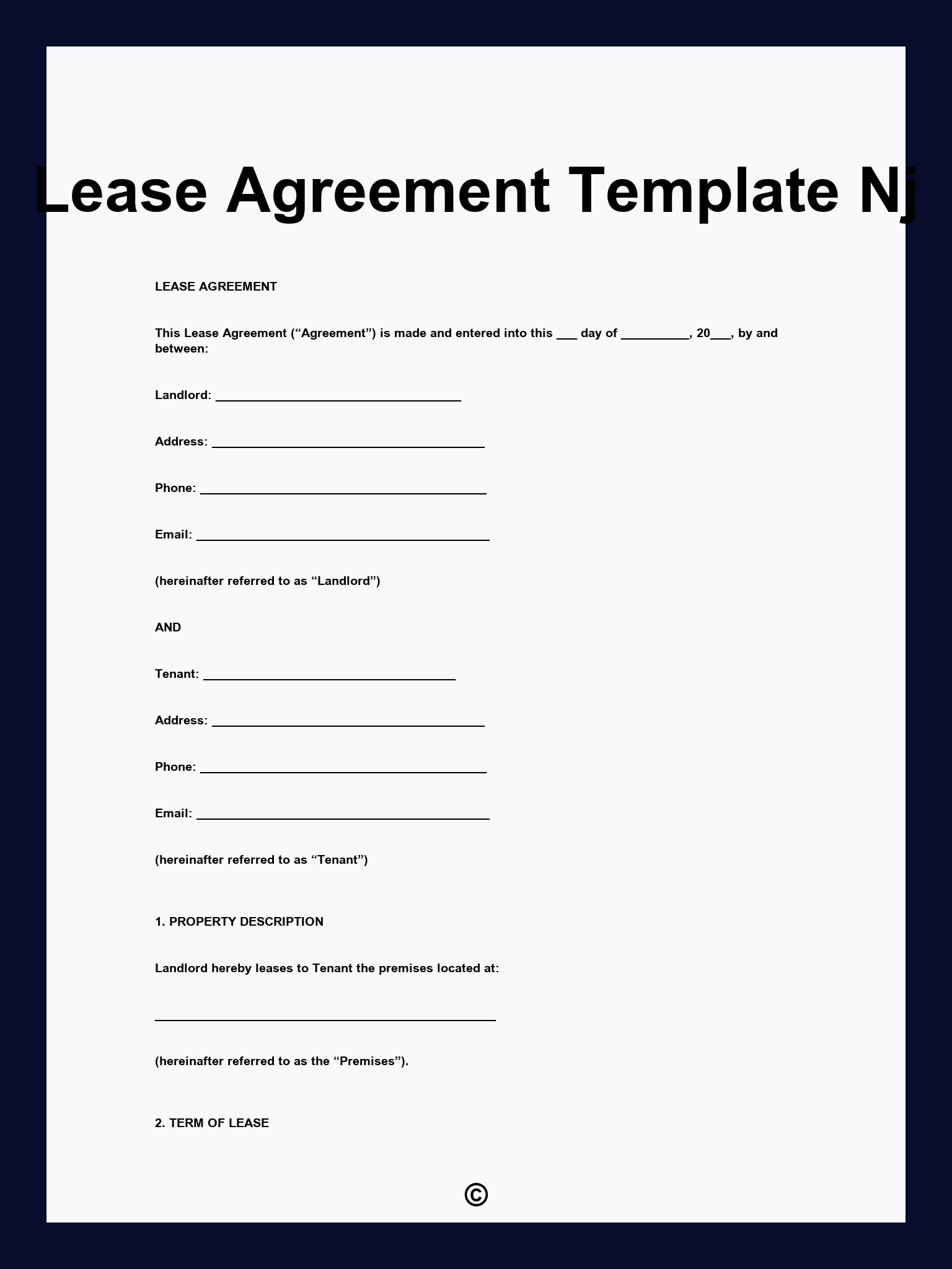 Lease Agreement Template Nj