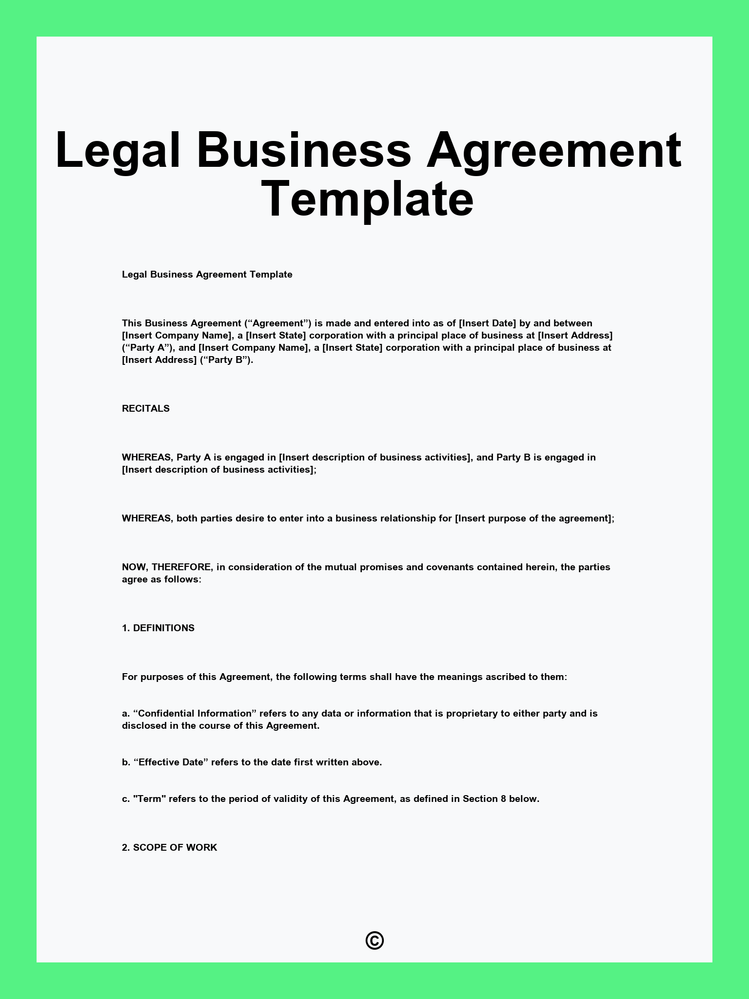 Legal Business Agreement Template