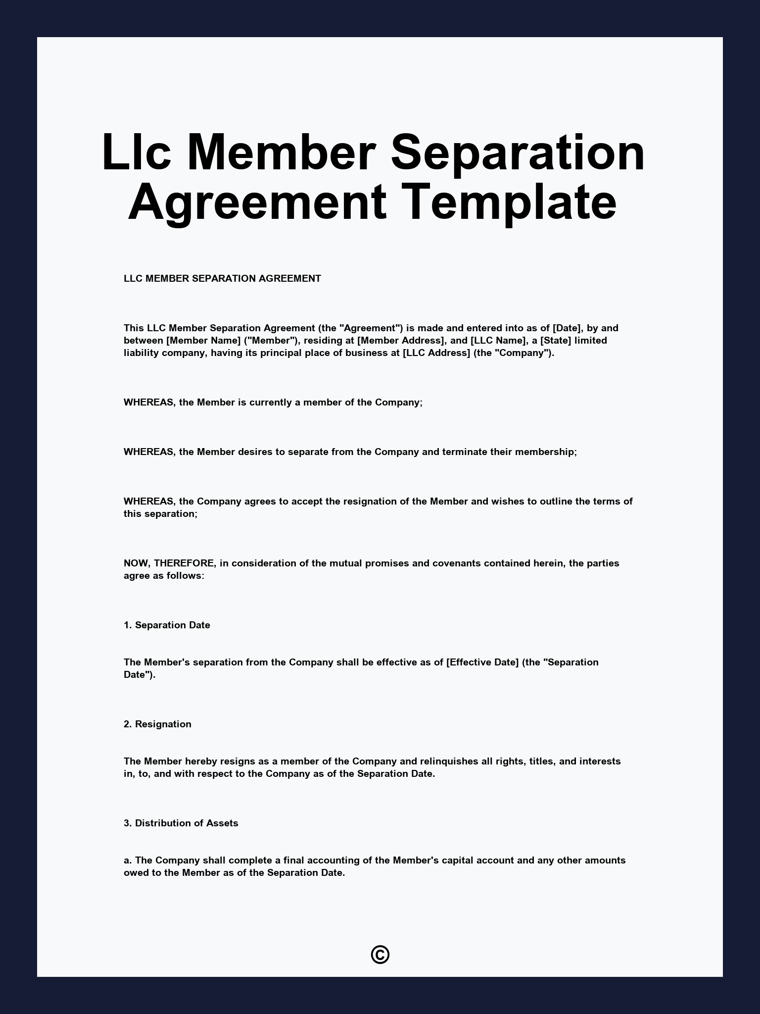 Llc Member Separation Agreement Template