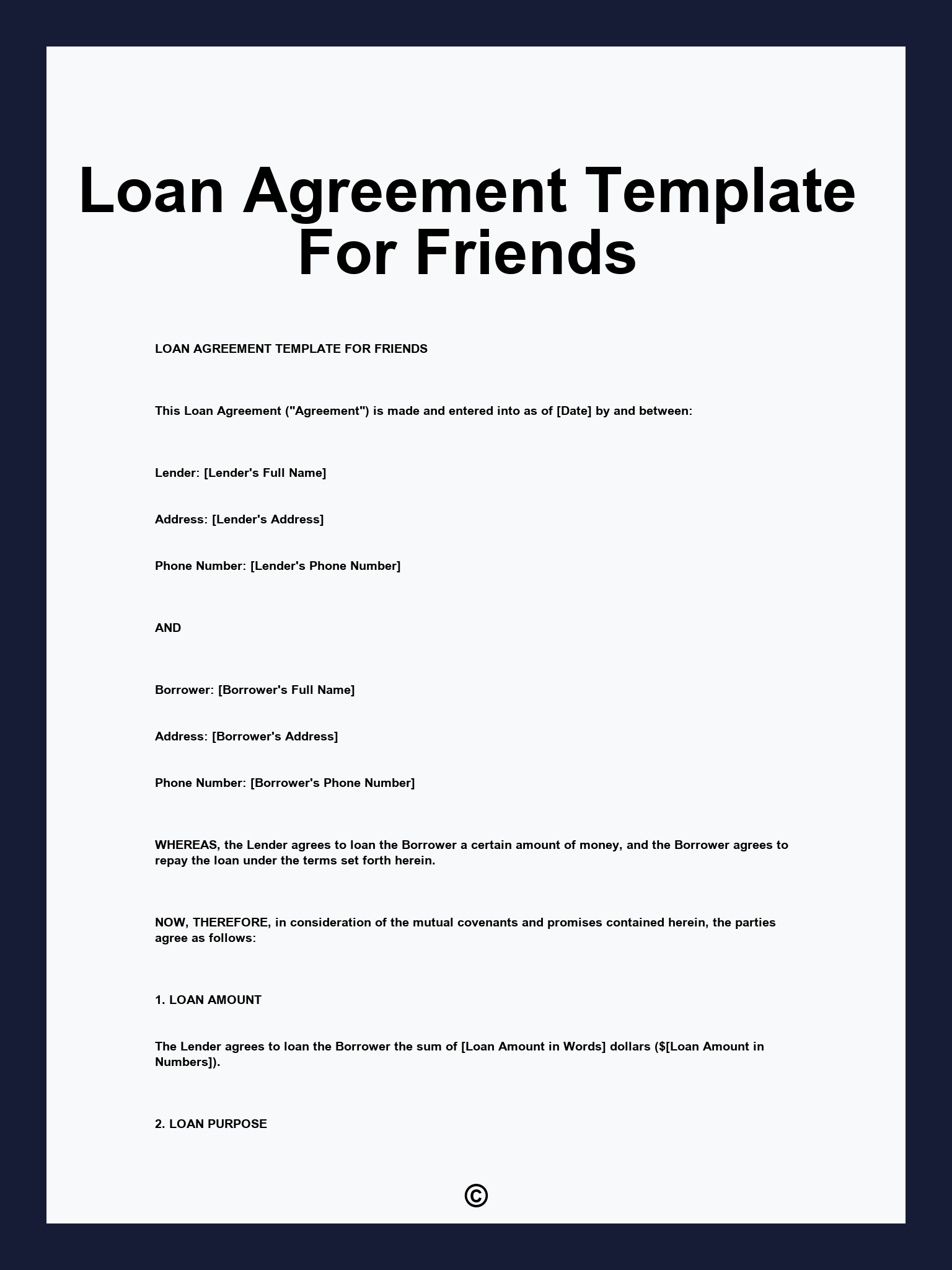 Loan Agreement Template For Friends