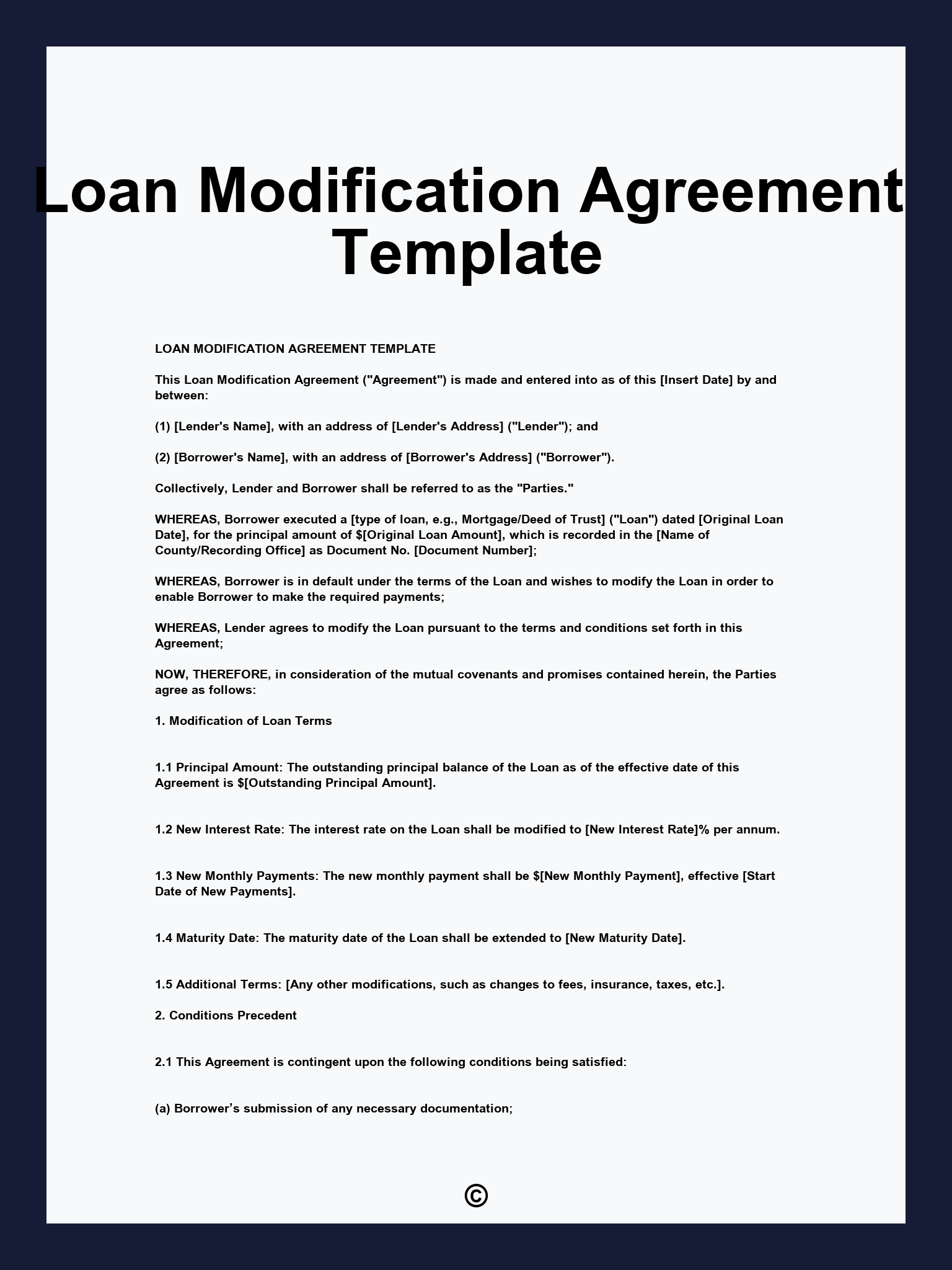 Loan Modification Agreement Template