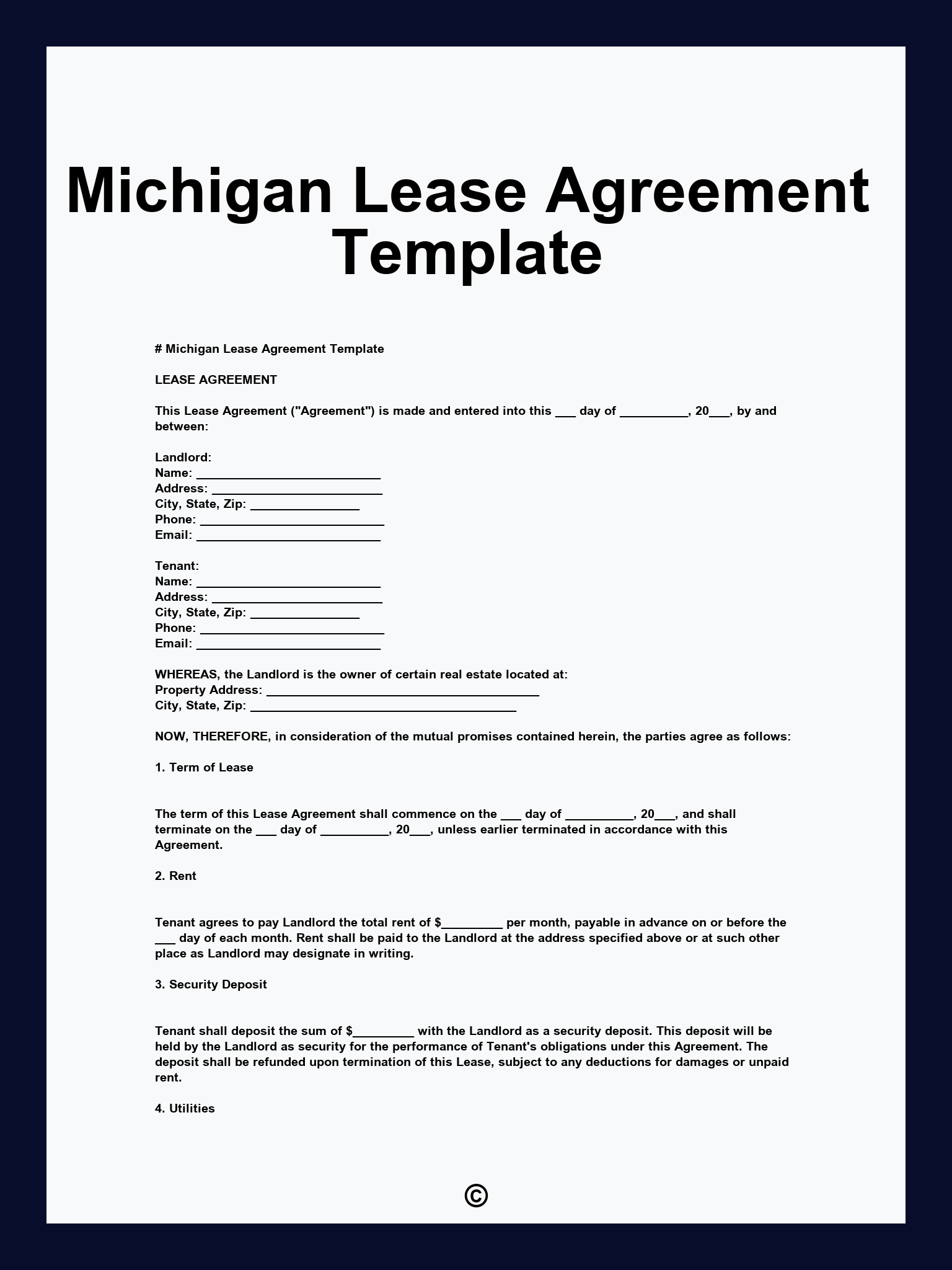michigan-lease-agreement-template for Free Printable Lease Agreement Michigan Michigan Lease Agreement Template for Free Printable Lease Agreement Michigan