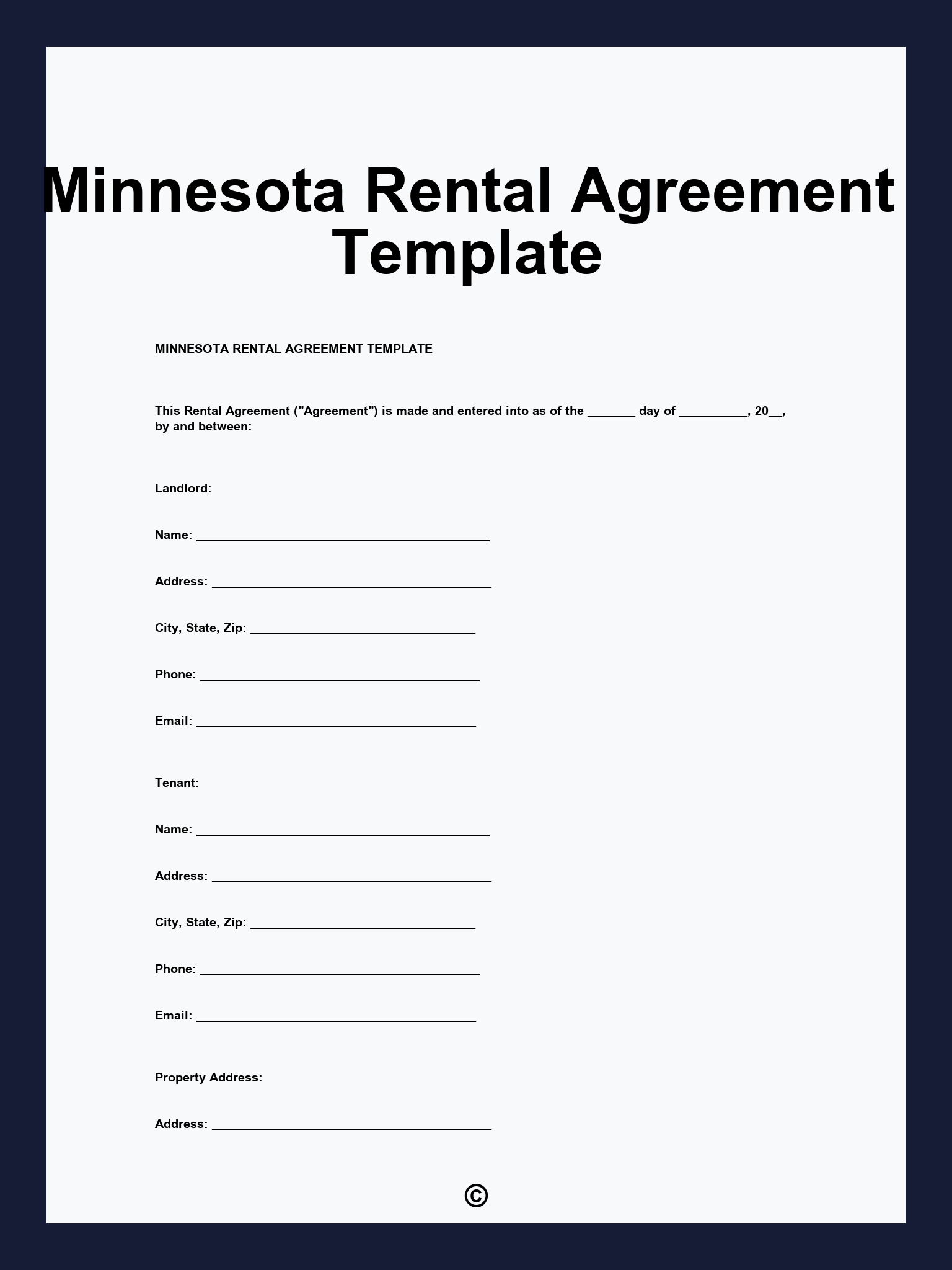 Minnesota Rental Agreement Template