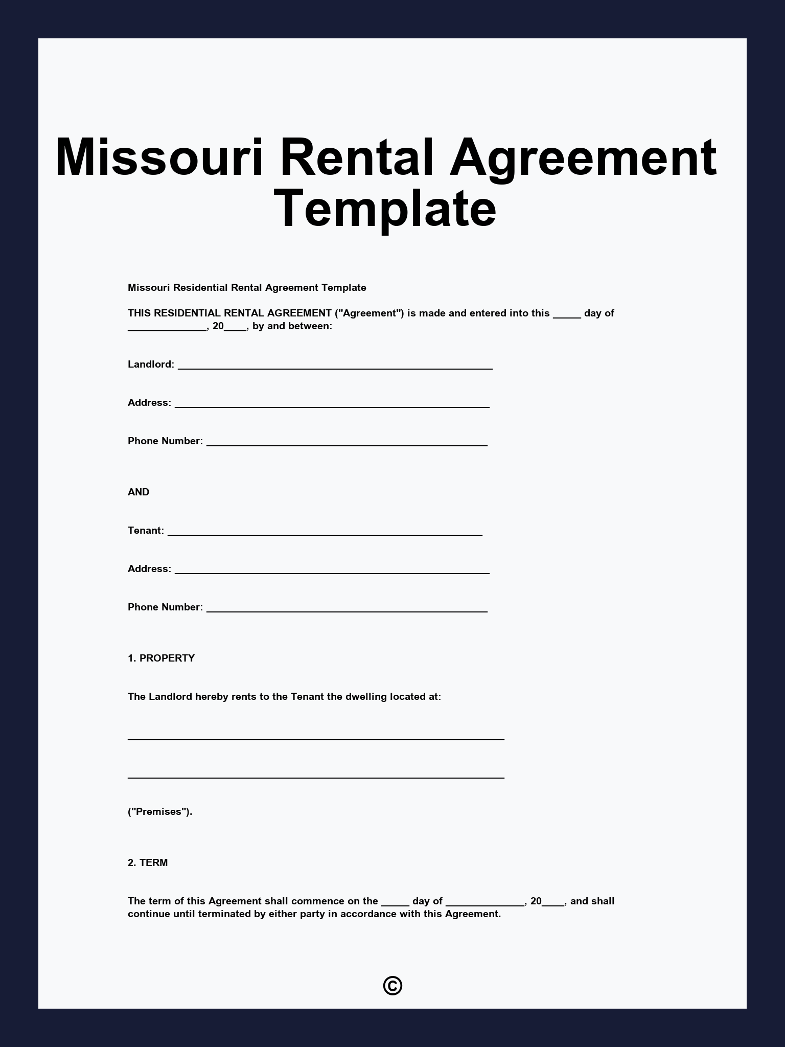 Missouri Rental Agreement Template