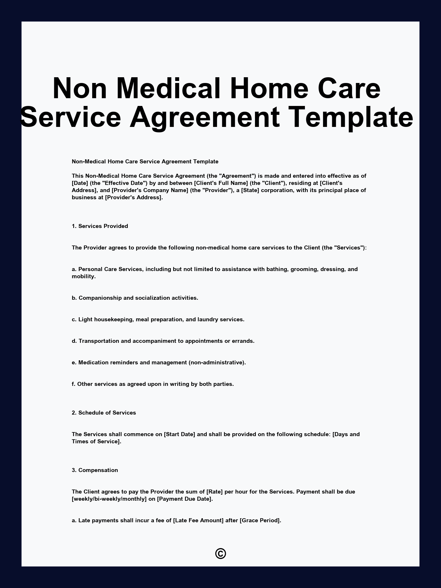 Non Medical Home Care Service Agreement Template