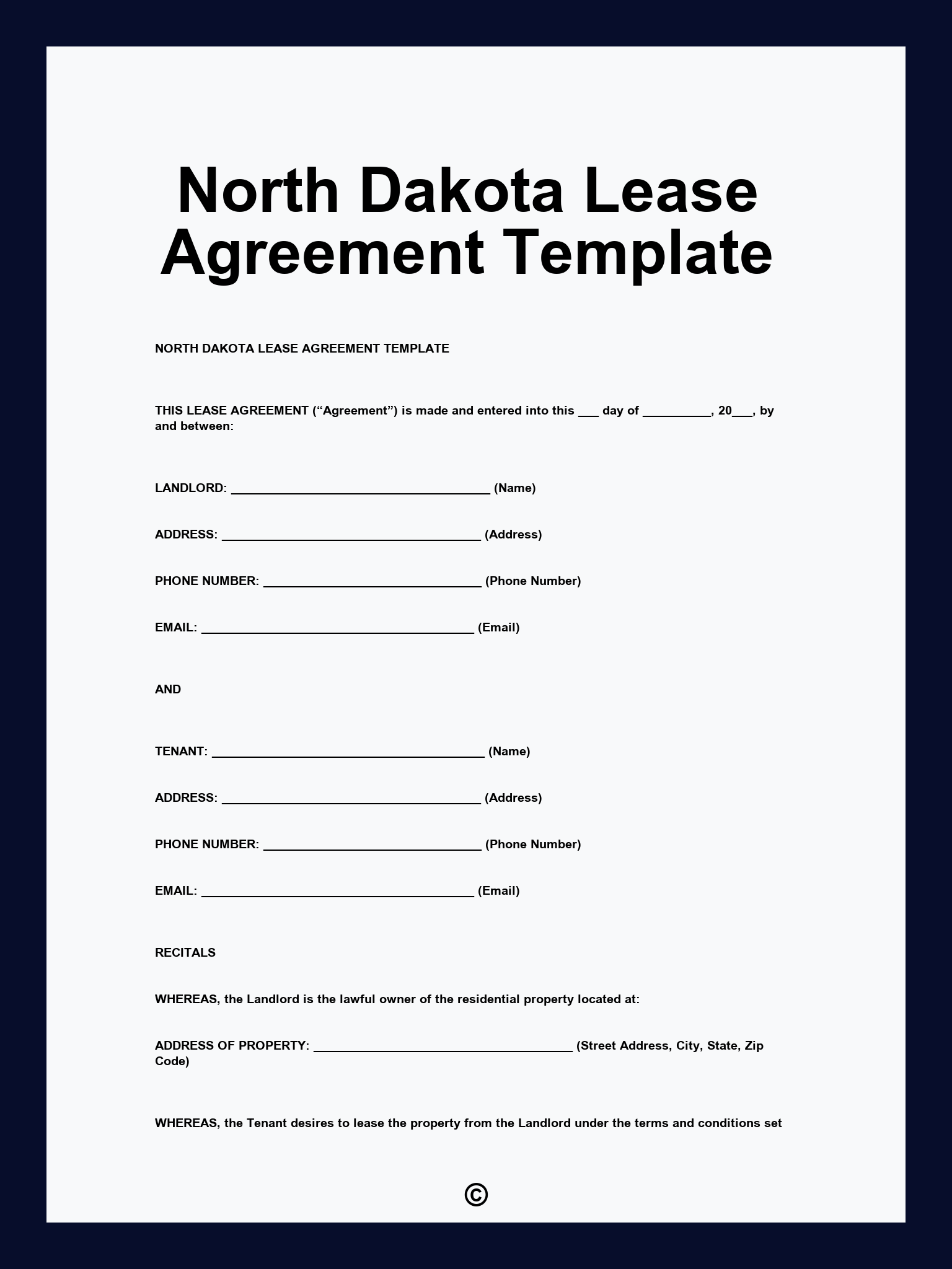 North Dakota Lease Agreement Template
