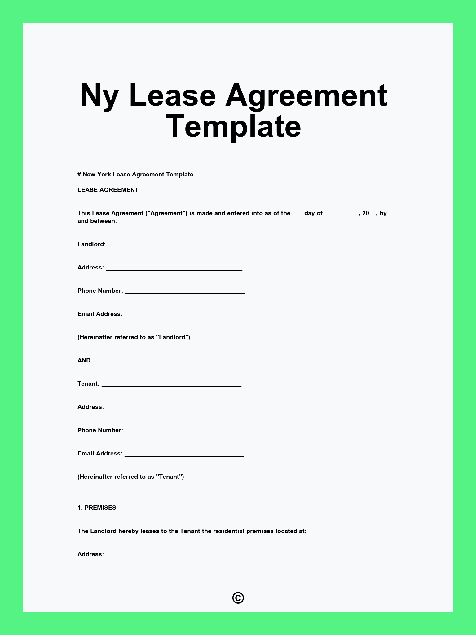 Ny Lease Agreement Template