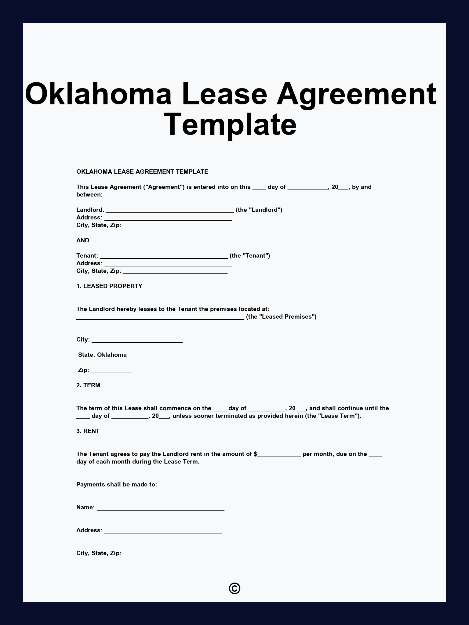 Oklahoma Lease Agreement Template