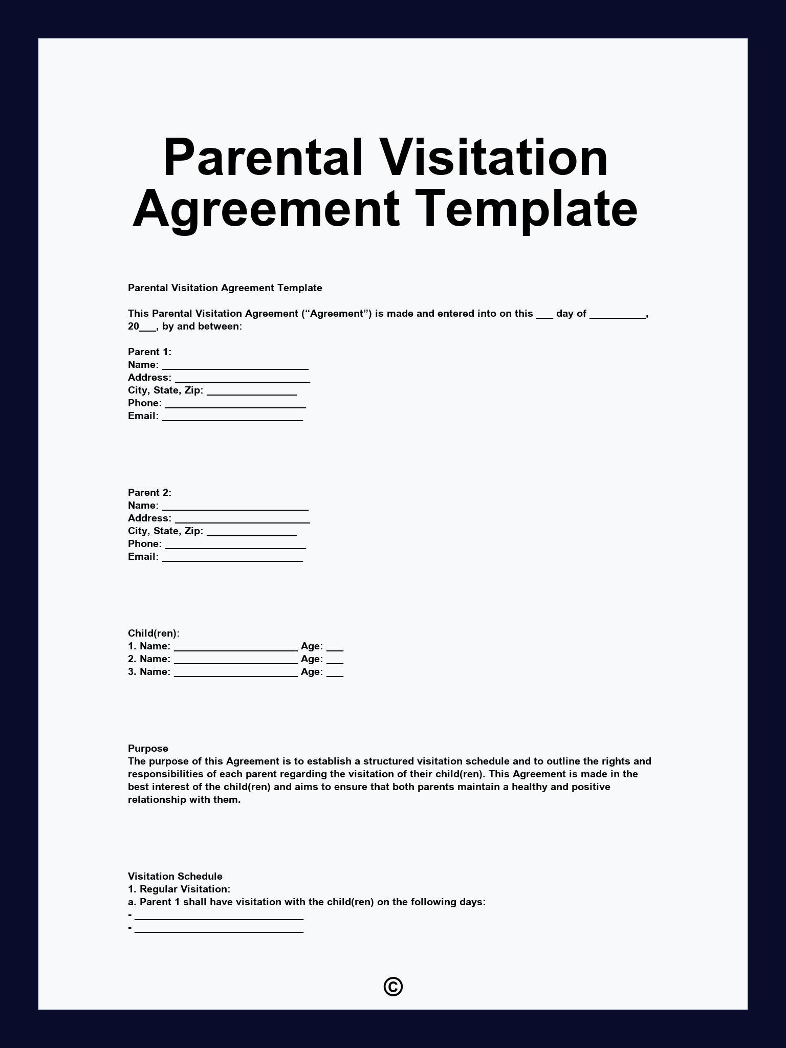 Parental Visitation Agreement Template