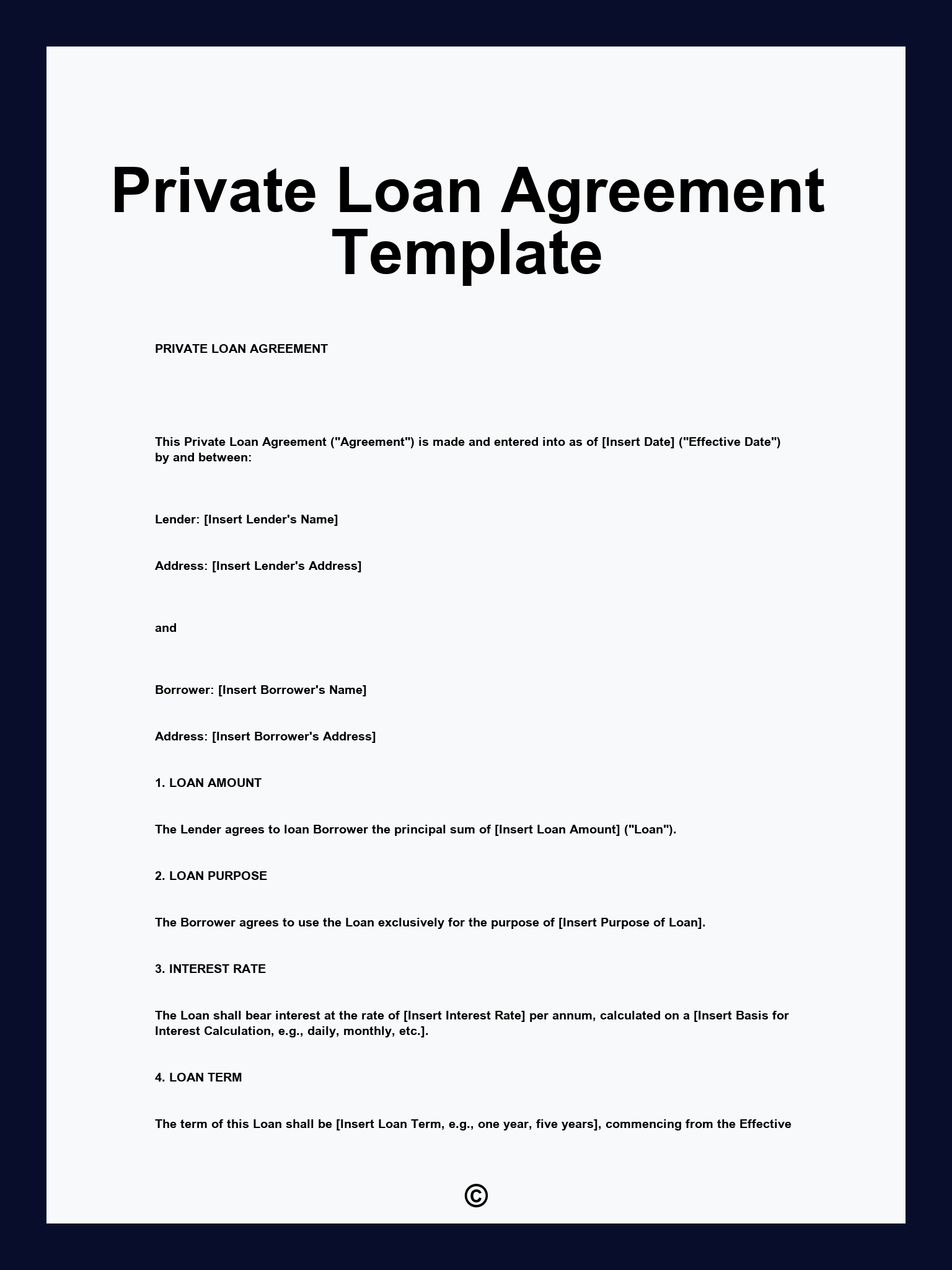 Private Loan Agreement Template