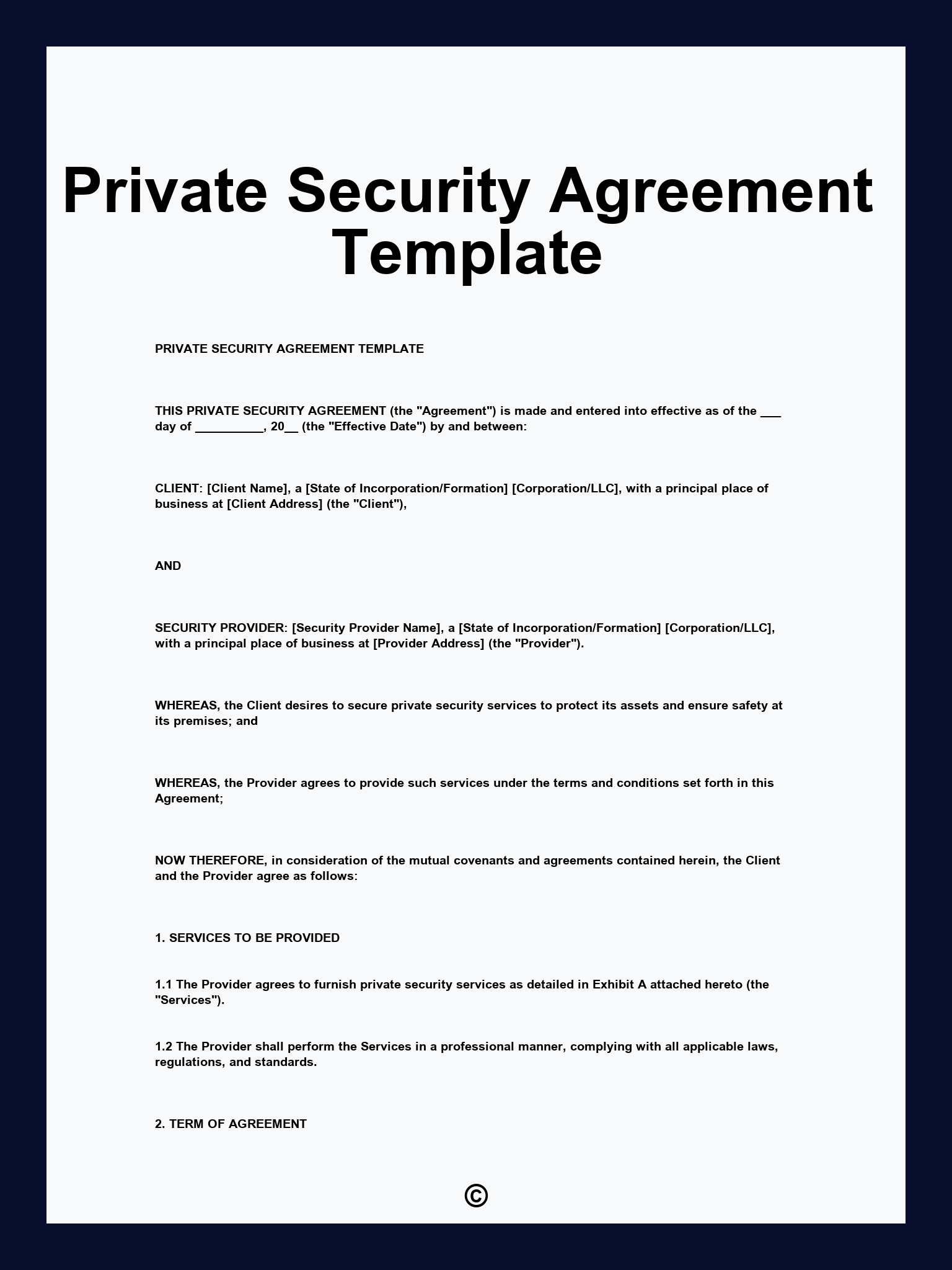 Private Security Agreement Template