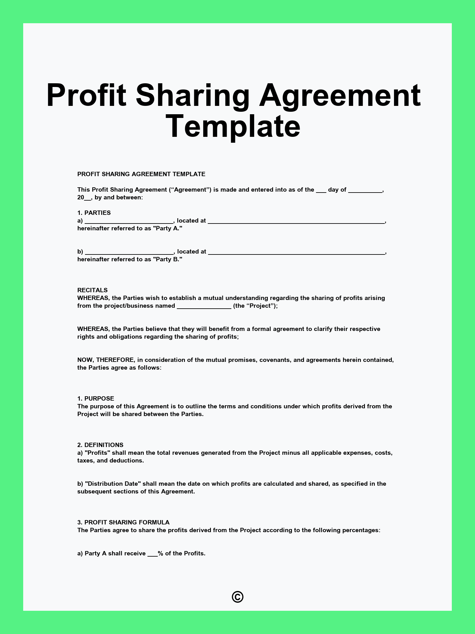 Profit Sharing Agreement Template