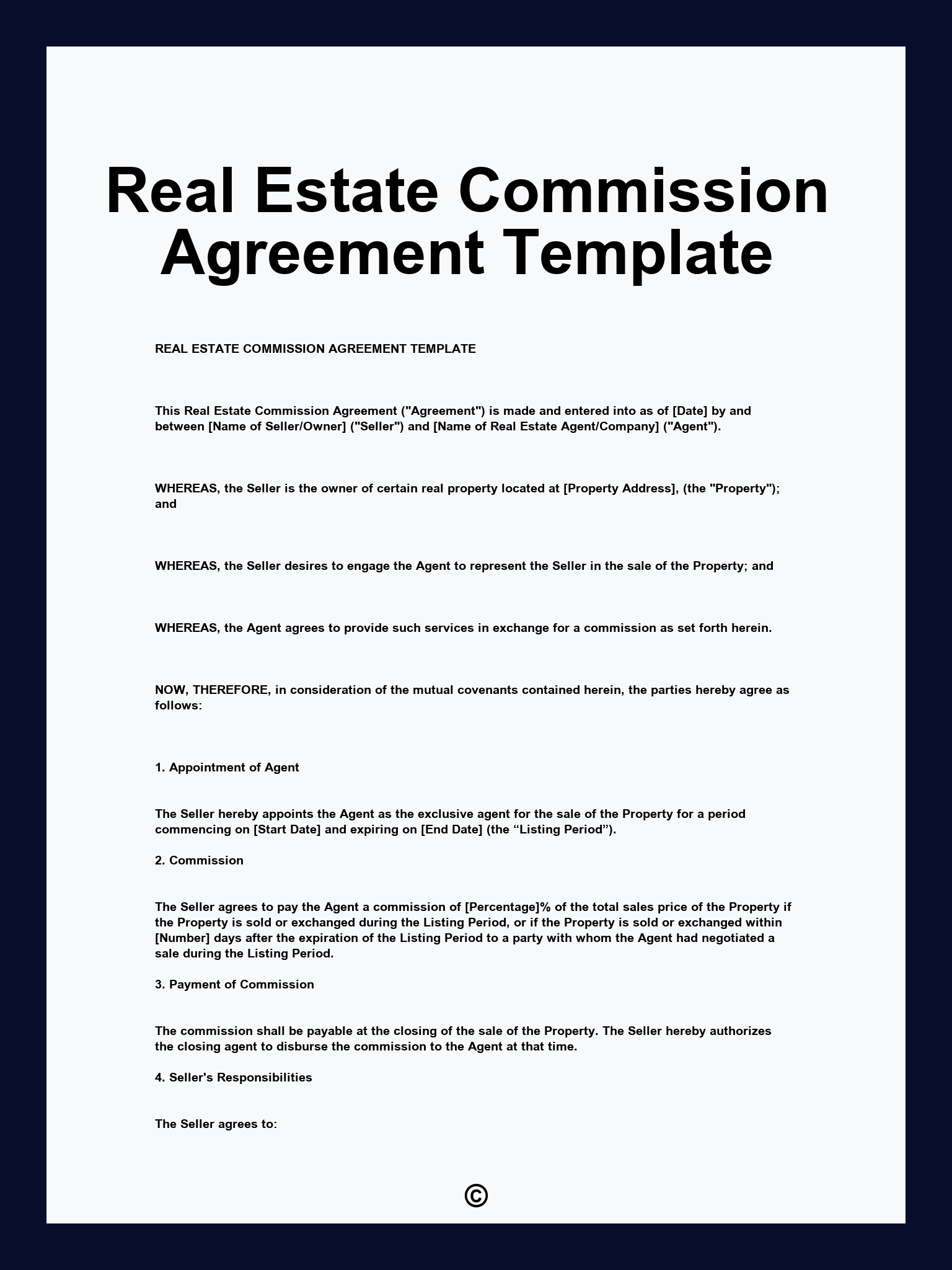 Real Estate Commission Agreement Template