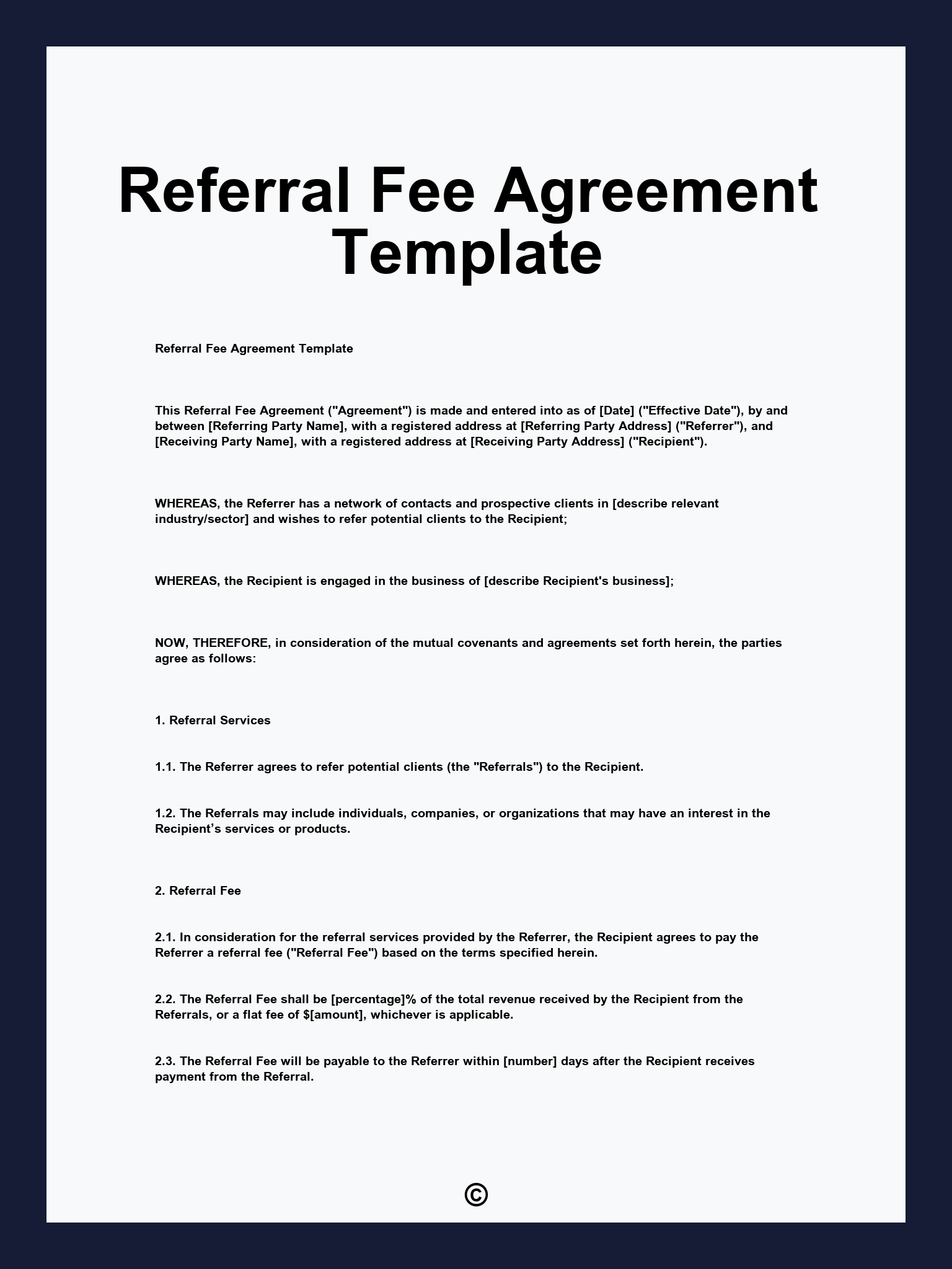 Referral Fee Agreement Template