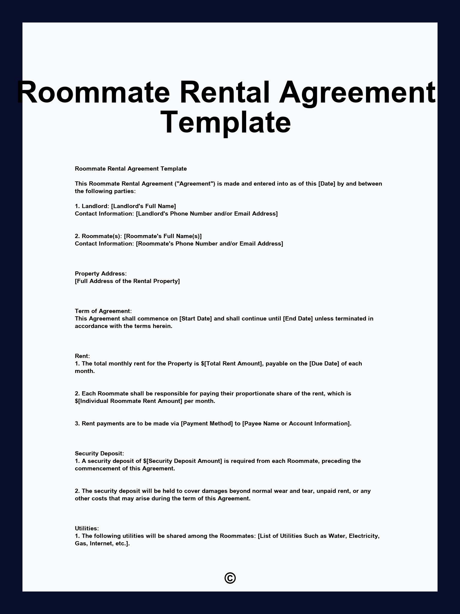 Roommate Rental Agreement Template