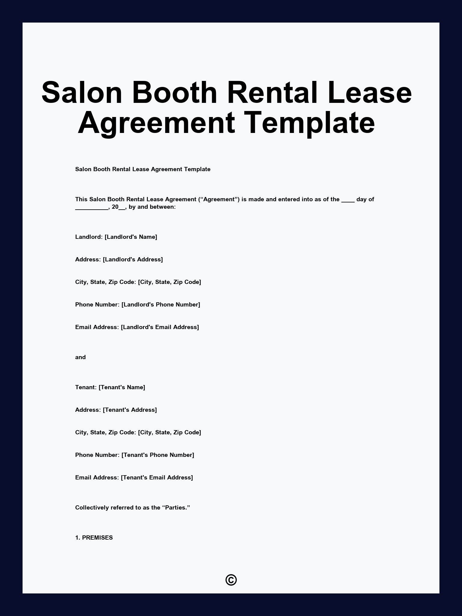 Salon Booth Rental Lease Agreement Template
