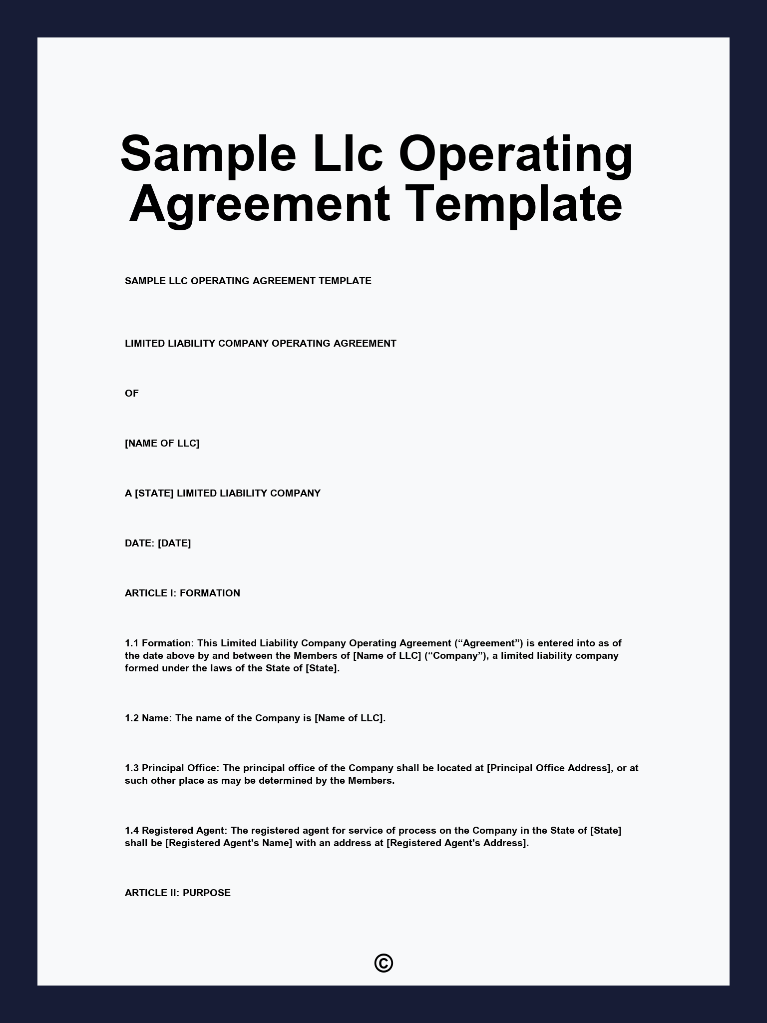 Sample Llc Operating Agreement Template