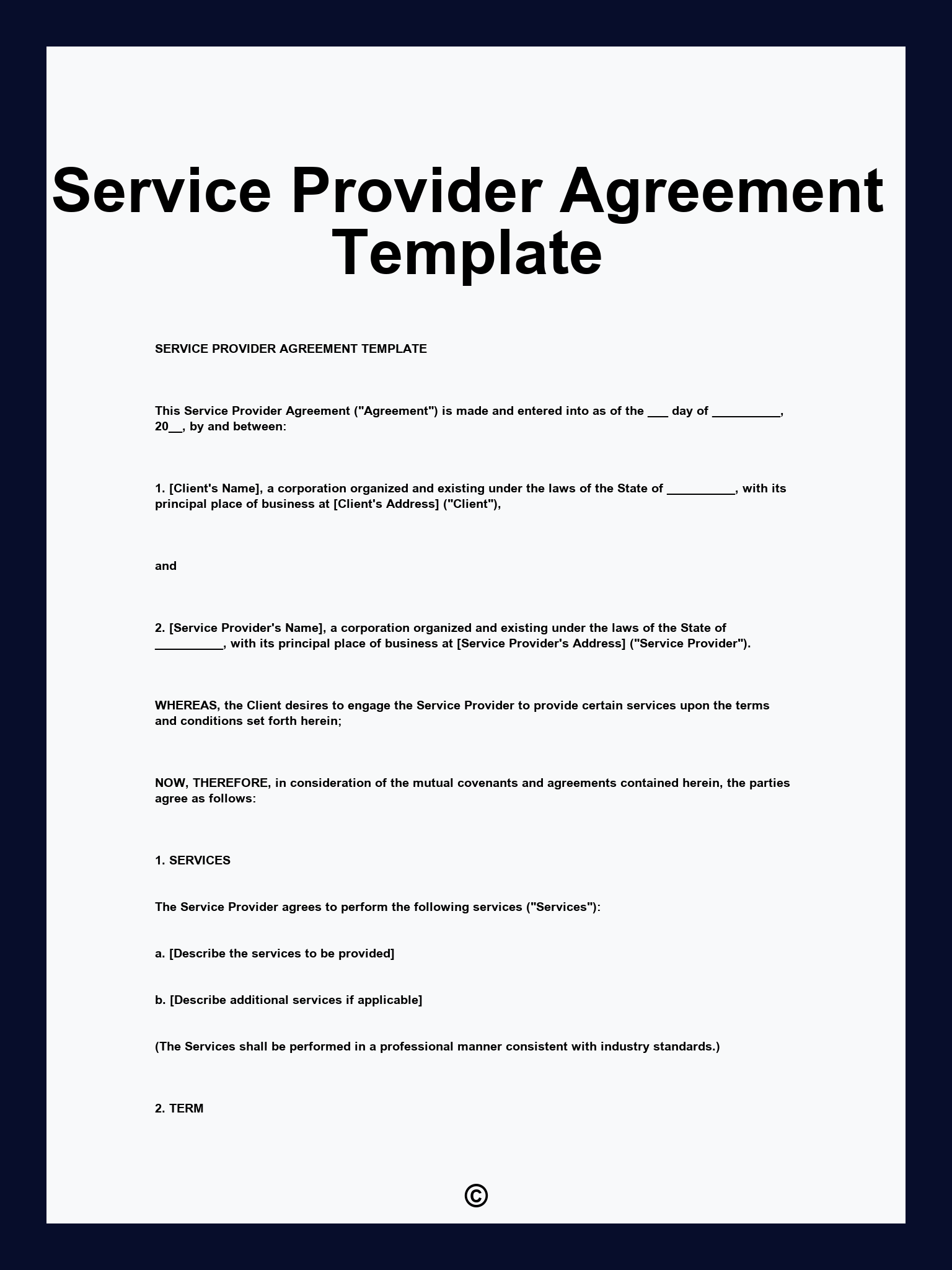 Service Provider Agreement Template