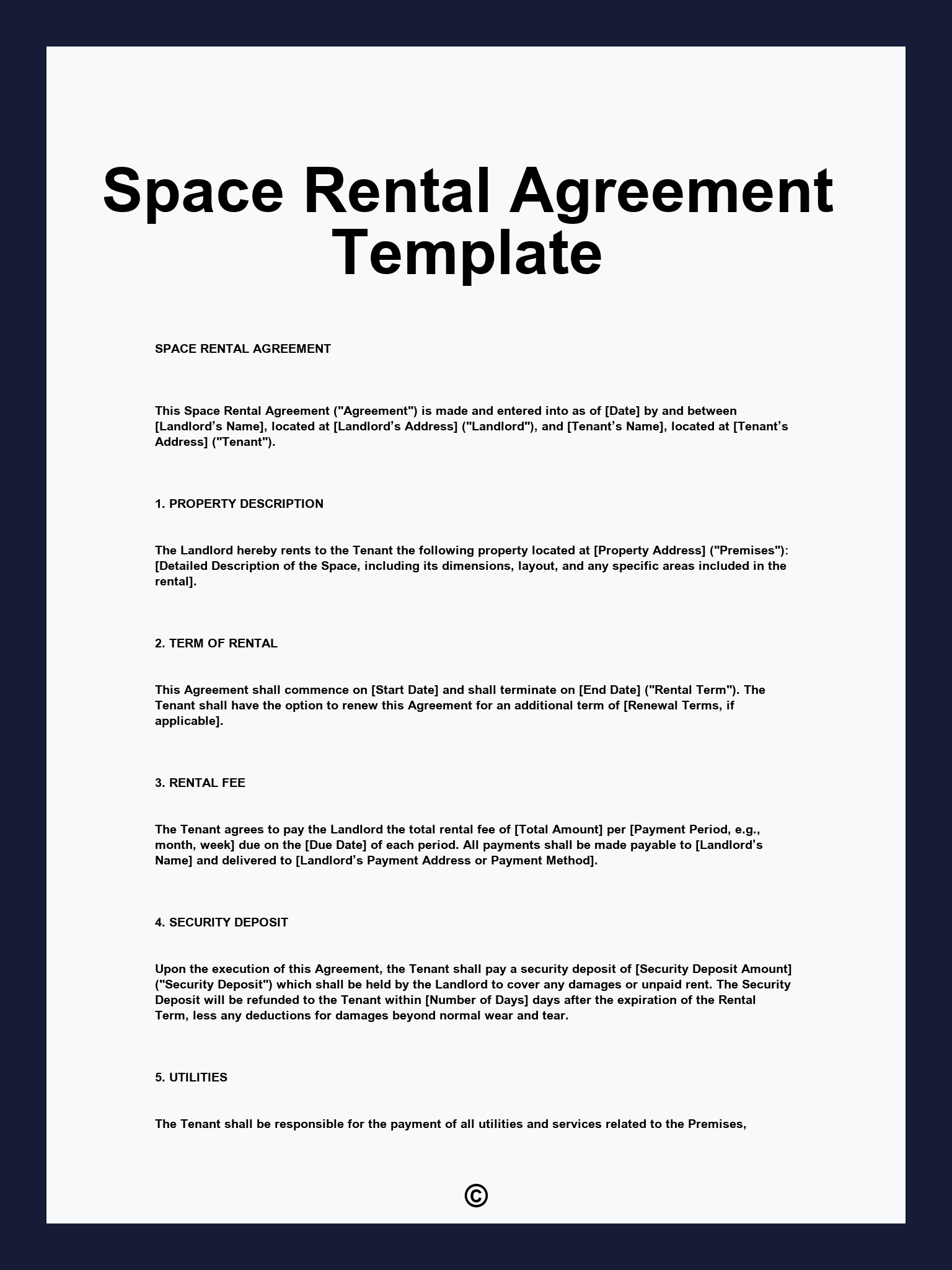 Space Rental Agreement Template