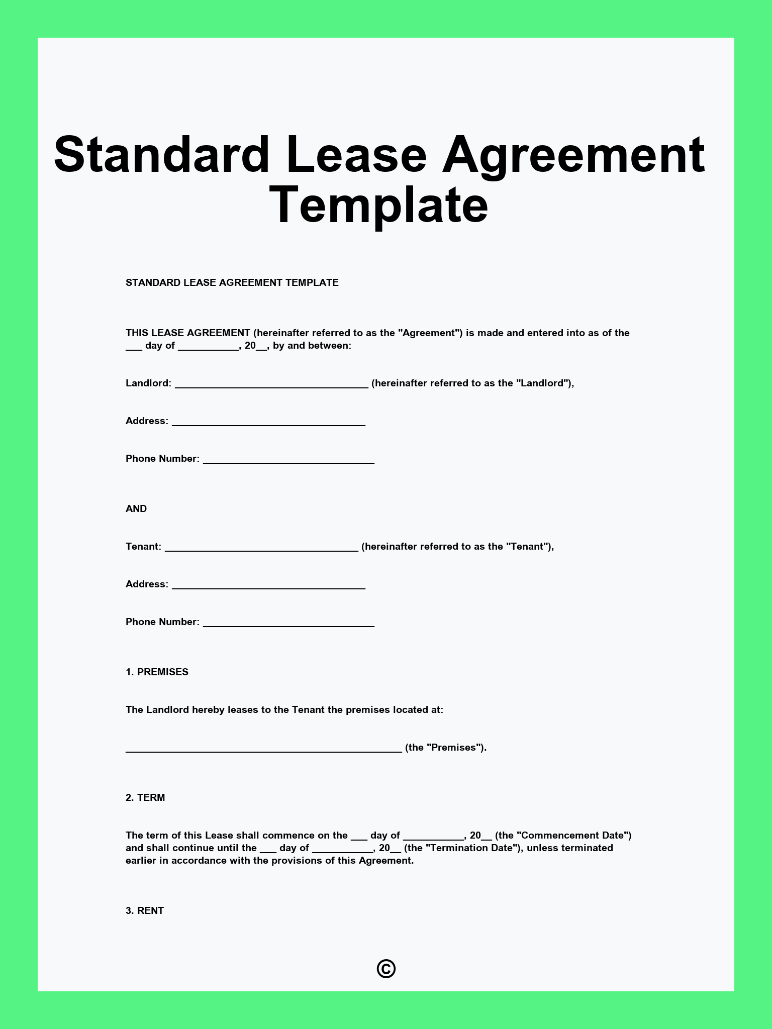 Standard Lease Agreement Template