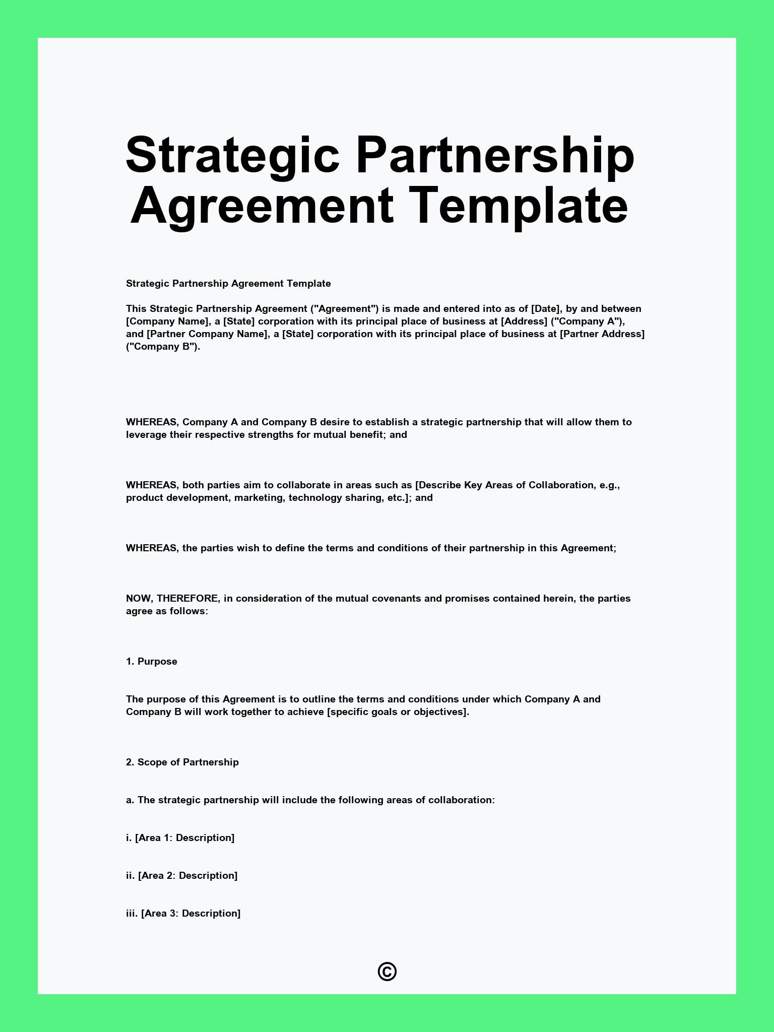 Strategic Partnership Agreement Template